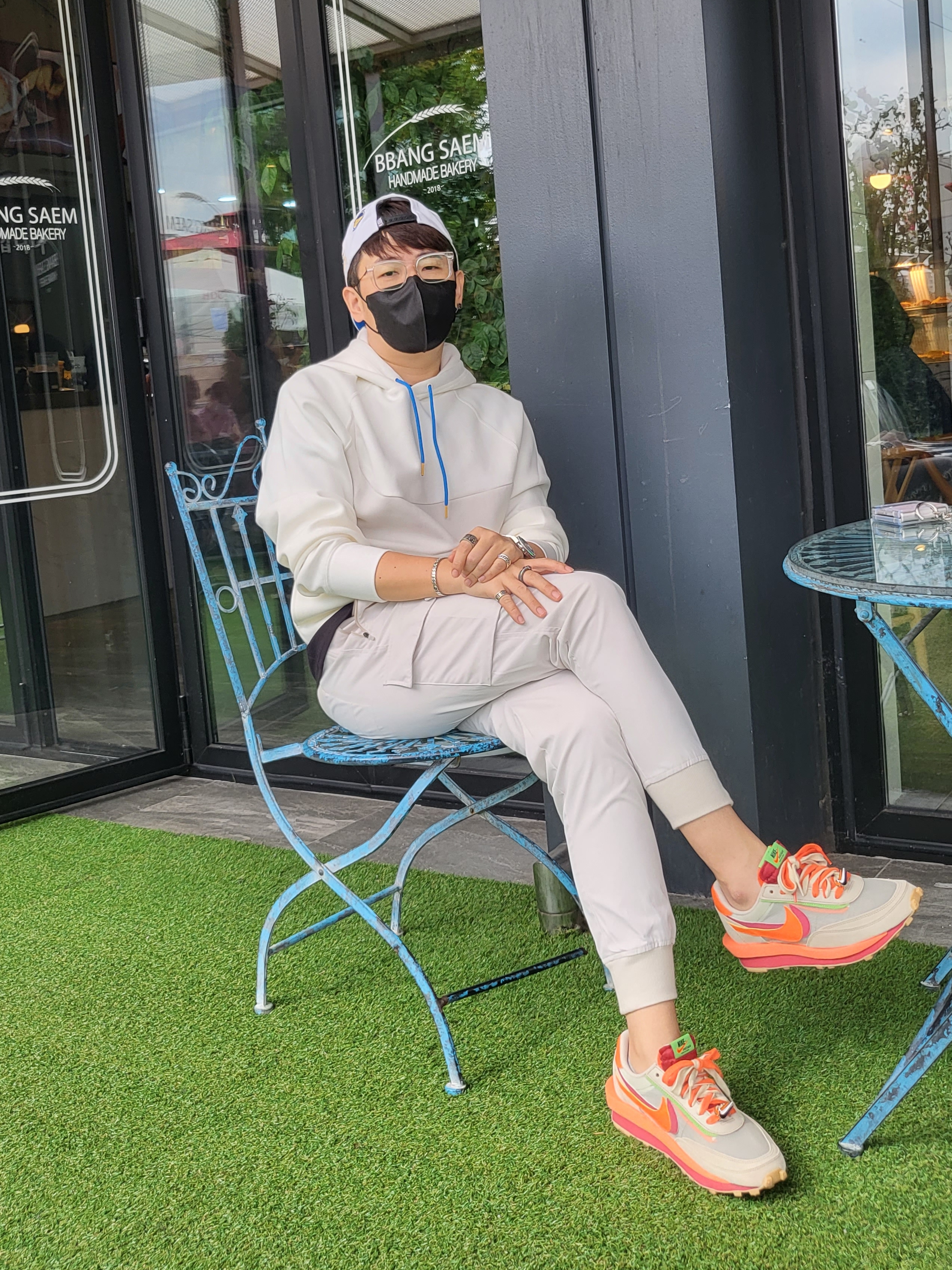 Nike x Sacai x Clot LDWaffle Orange Blaze 착용 스타일