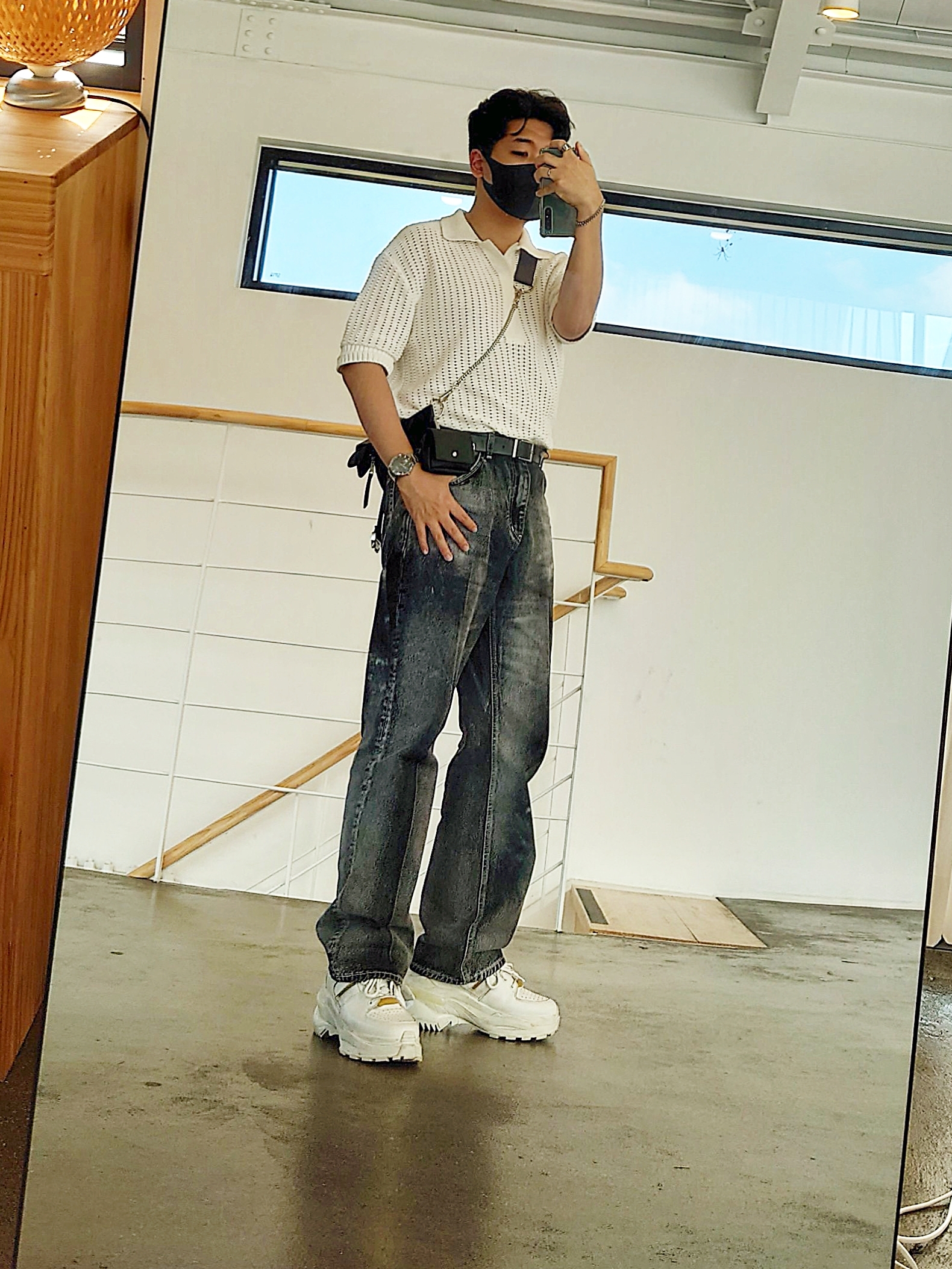Maison Margiela Low-top Retro Fit Sneakers White 착용 스타일 - 2
