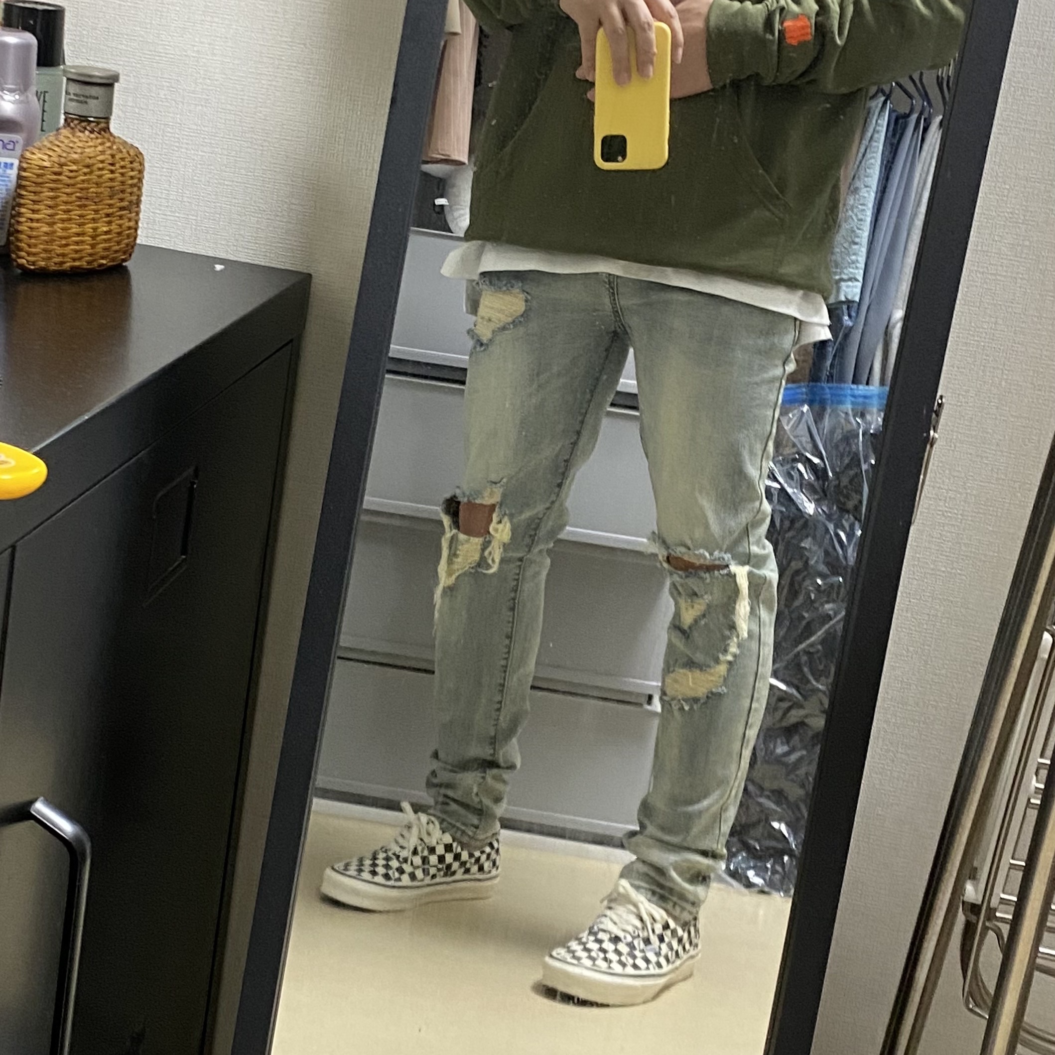 Jordan 1 Mid Light Smoke Grey, Vans Vault OG Era LX Checkerboard Canvas 착용 스타일 - 2