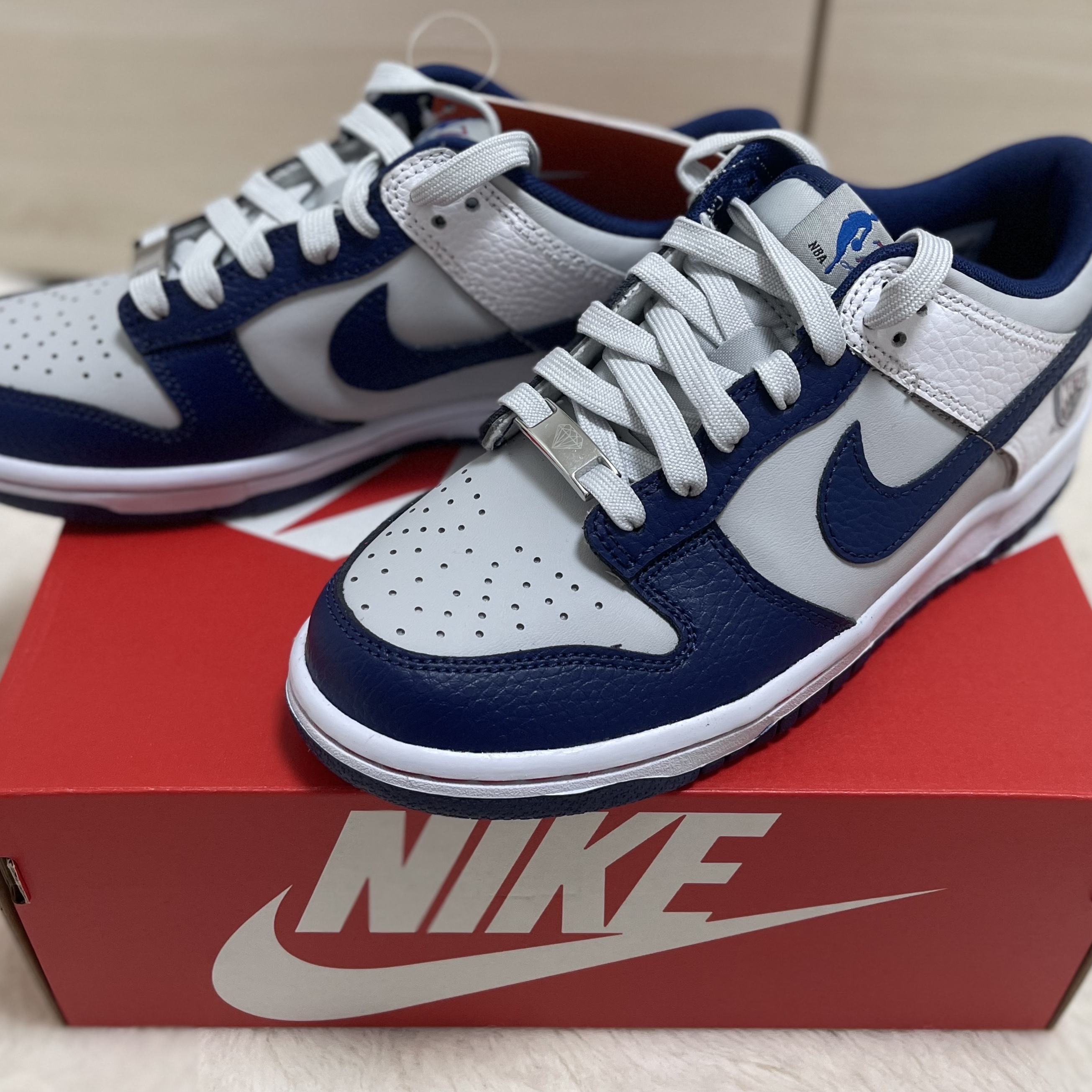 Nike x NBA Dunk Low Retro EMB Nets, (GS) Nike x NBA Dunk Low Nets 착용 스타일 - 2