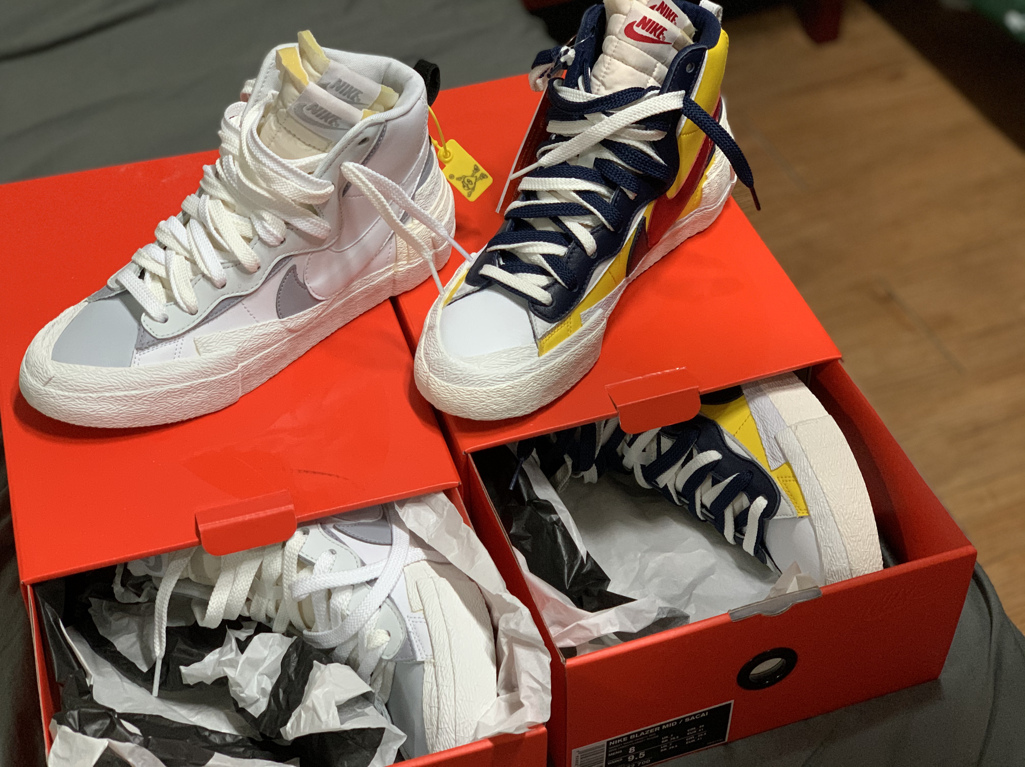 Nike x Sacai Blazer Mid White Grey, Nike x Sacai Blazer Mid Snow Beach 착용 스타일