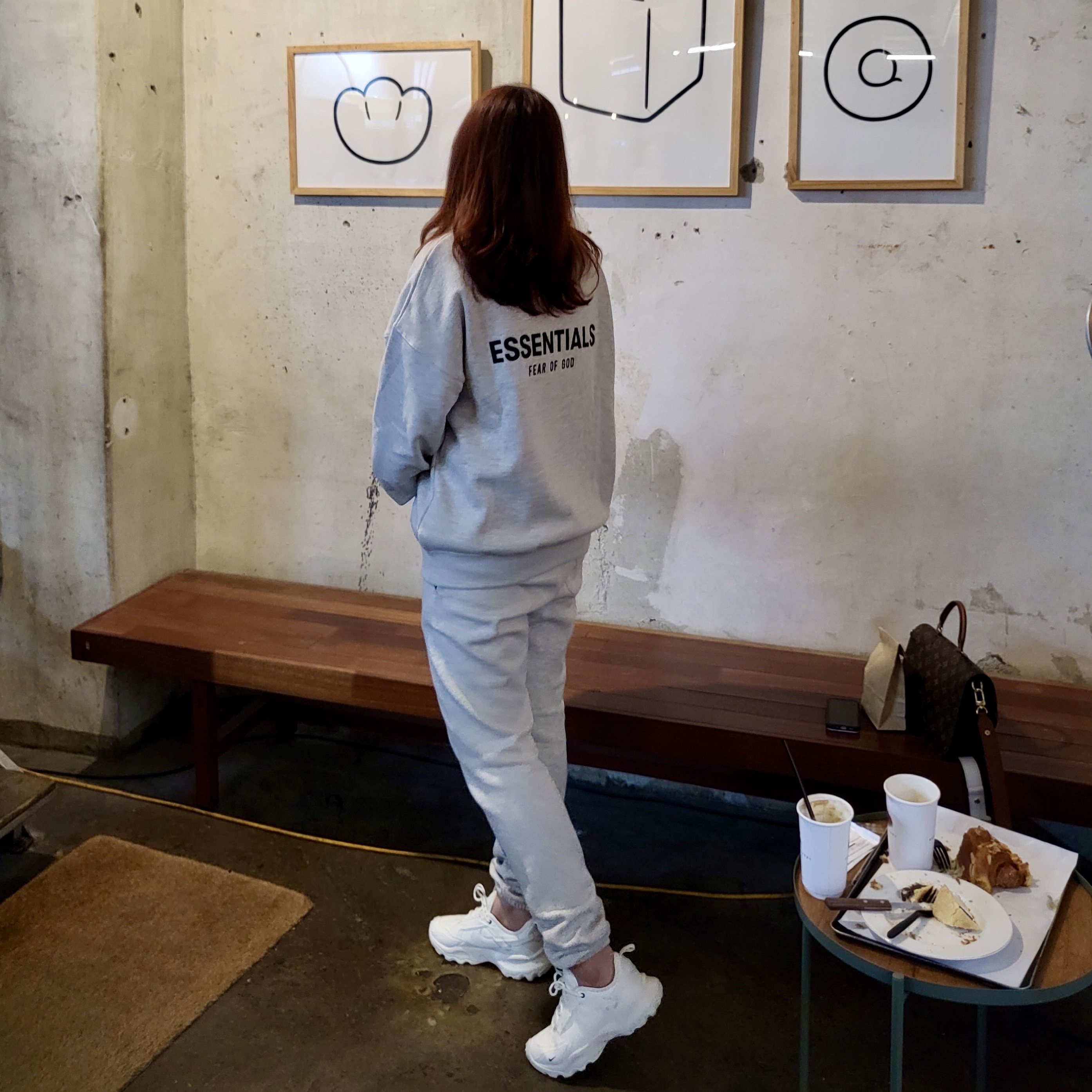Essentials Sweatpants Oatmeal - 21SS, Essentials Mockneck Half-Zip Oatmeal - 21SS 착용 스타일 - 2