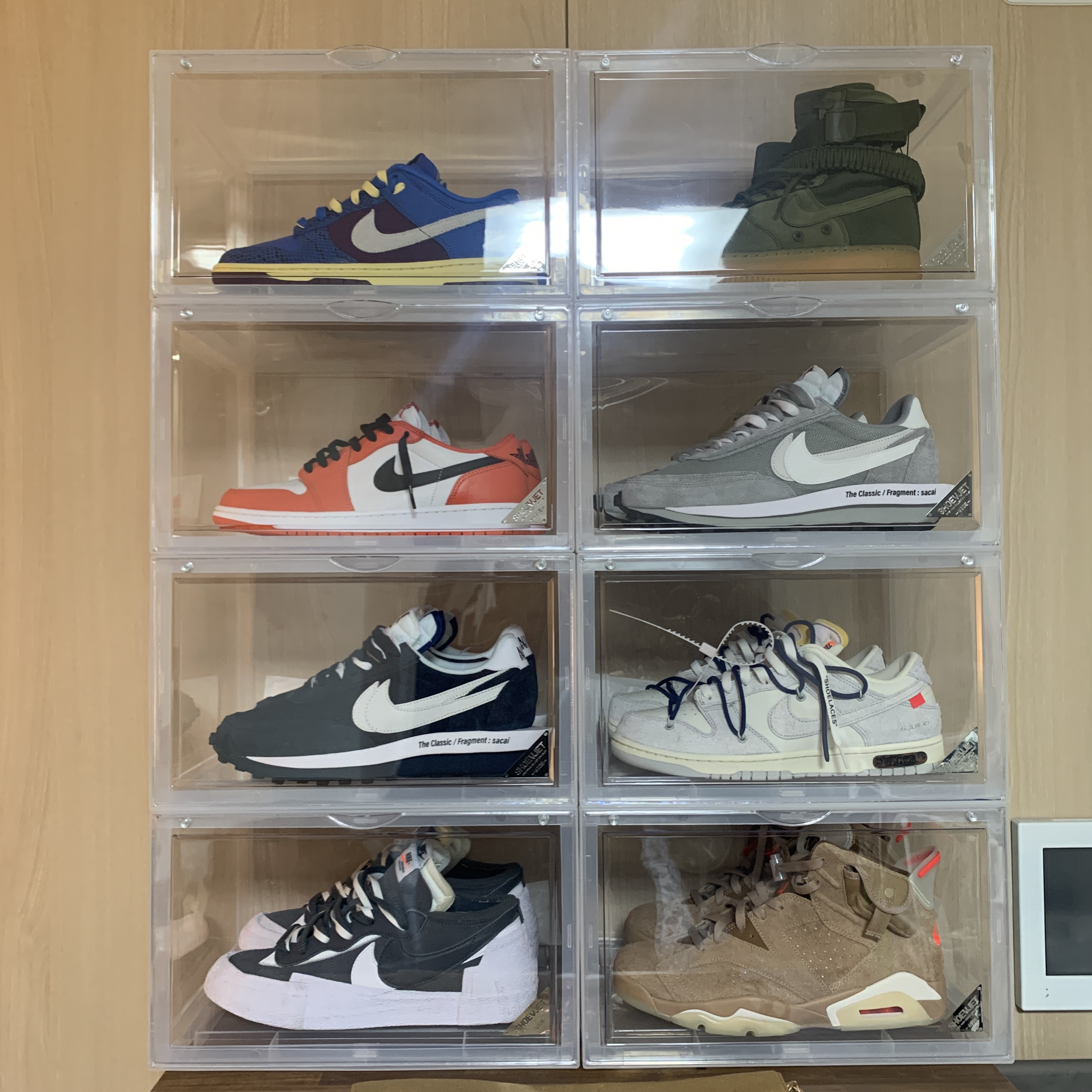 Nike x Sacai x Fragment LDWaffle Light Smoke Grey, Nike x Sacai x Fragment LDWaffle Blackened Blue 착용 스타일