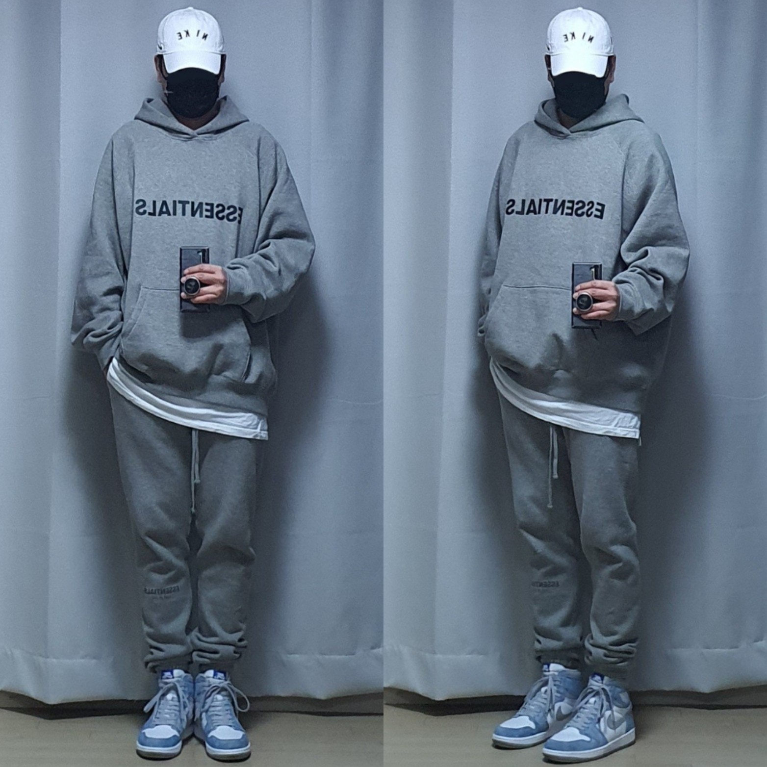 Essentials 3D Silicon Applique Pullover Hoodie Heather Oatmeal/Dark Heather Oatmeal - 20FW, Essentials Sweatpants Heather Oatmeal - 20FW 착용 스타일 - 1