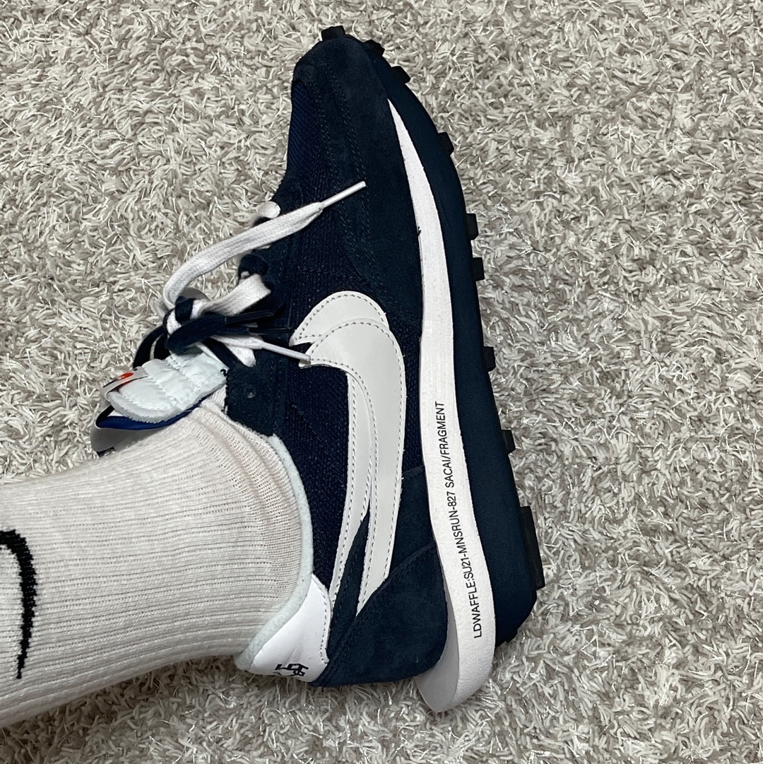 Nike x Sacai x Fragment LDWaffle Blackened Blue 착용 스타일 - 1