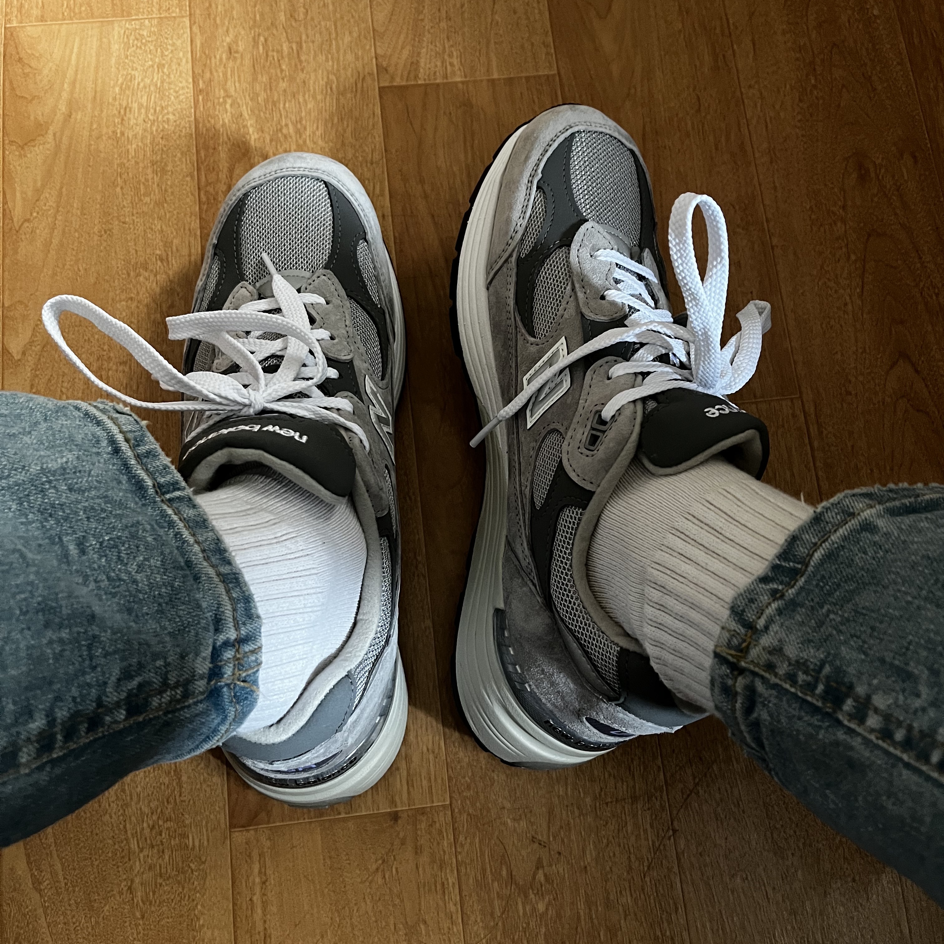 New Balance 992 Made in USA Grey - D Standard 착용 스타일 - 2