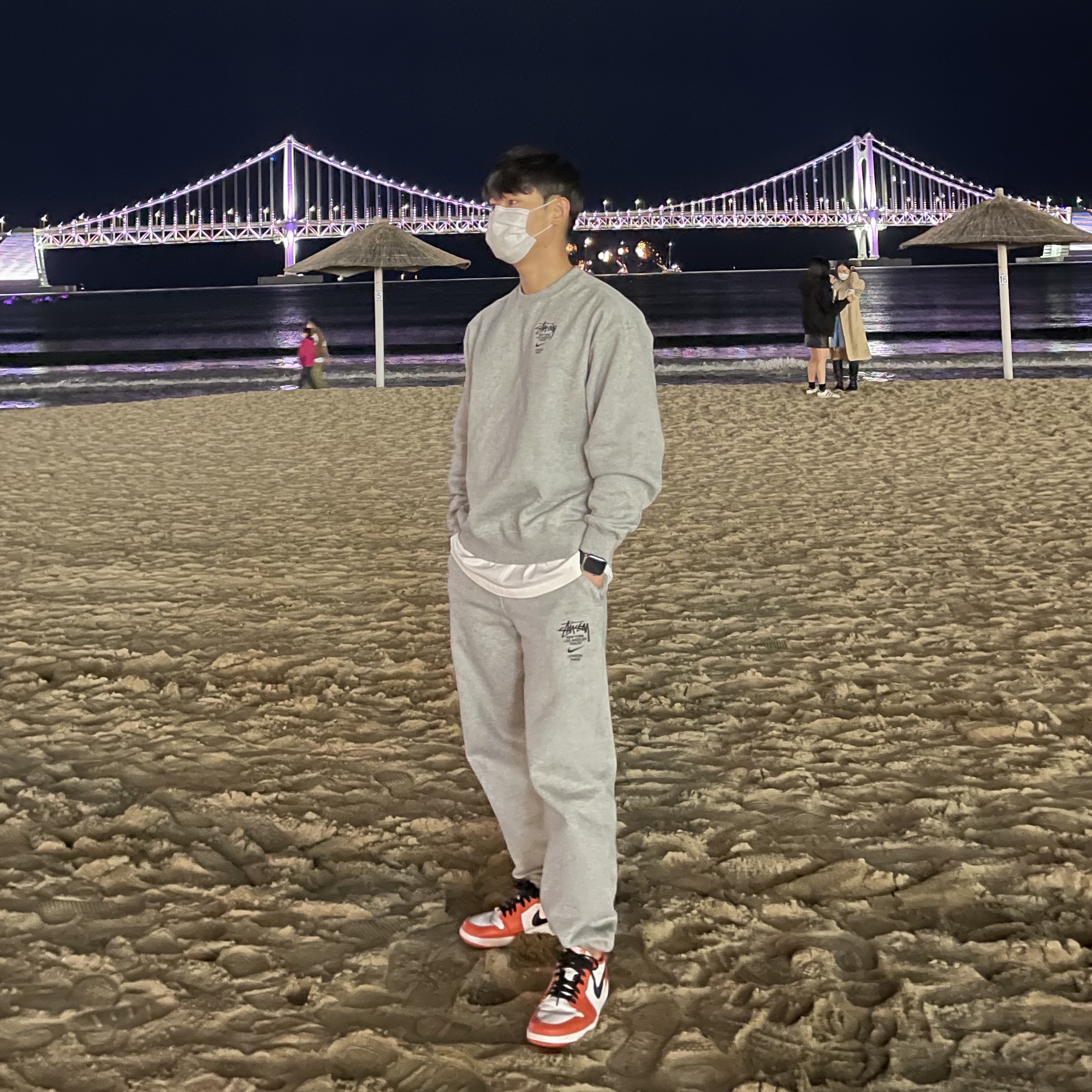 Nike x Stussy NRG ZR Fleece Crewneck Heather Grey - US/EU, Nike x Stussy NRG ZR Fleece Crewneck Heather Grey - Asia 착용 스타일