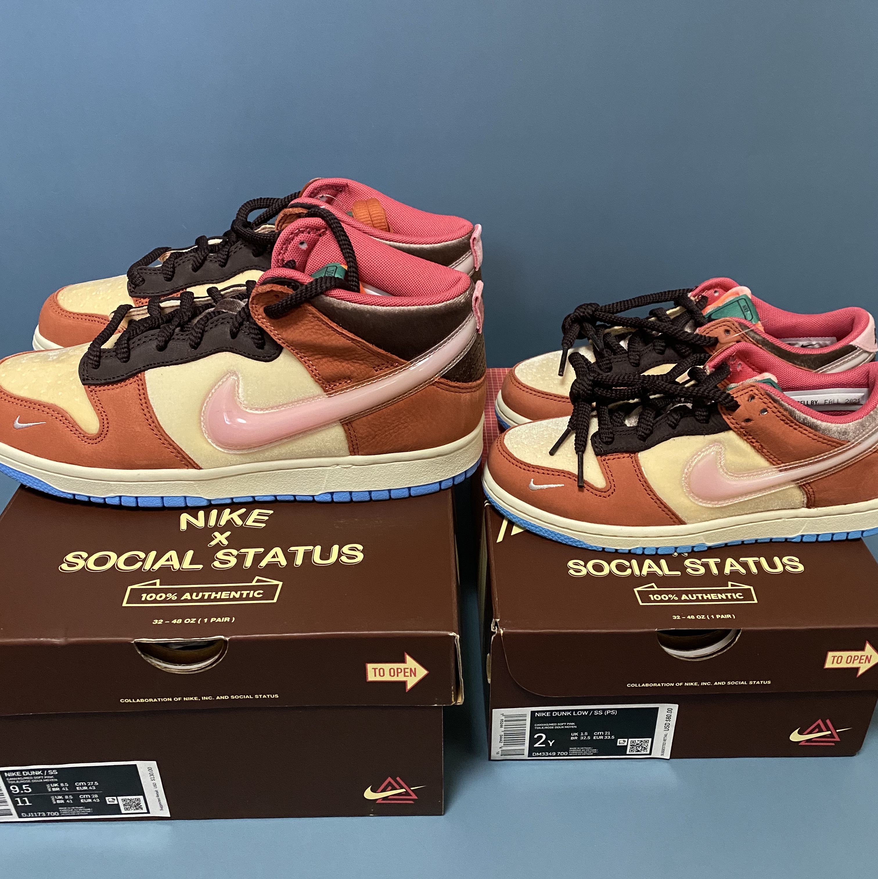 Nike x Social Status Dunk Mid Free Lunch Chocolate Milk, (PS) Nike x Social Status Dunk Low Free Lunch Chocolate Milk 착용 스타일 - 2