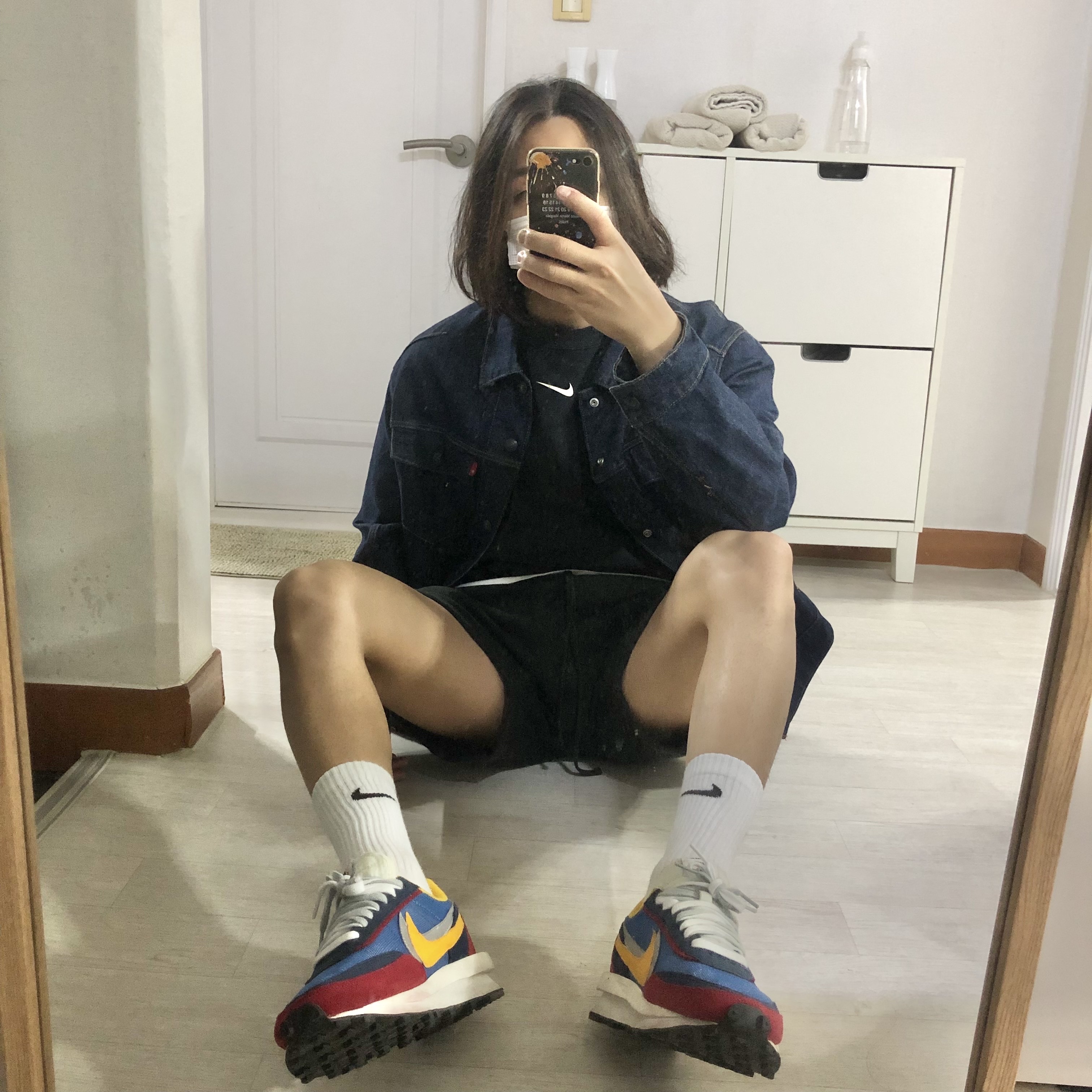 Nike x Sacai LDWaffle Blue Multi 착용 스타일