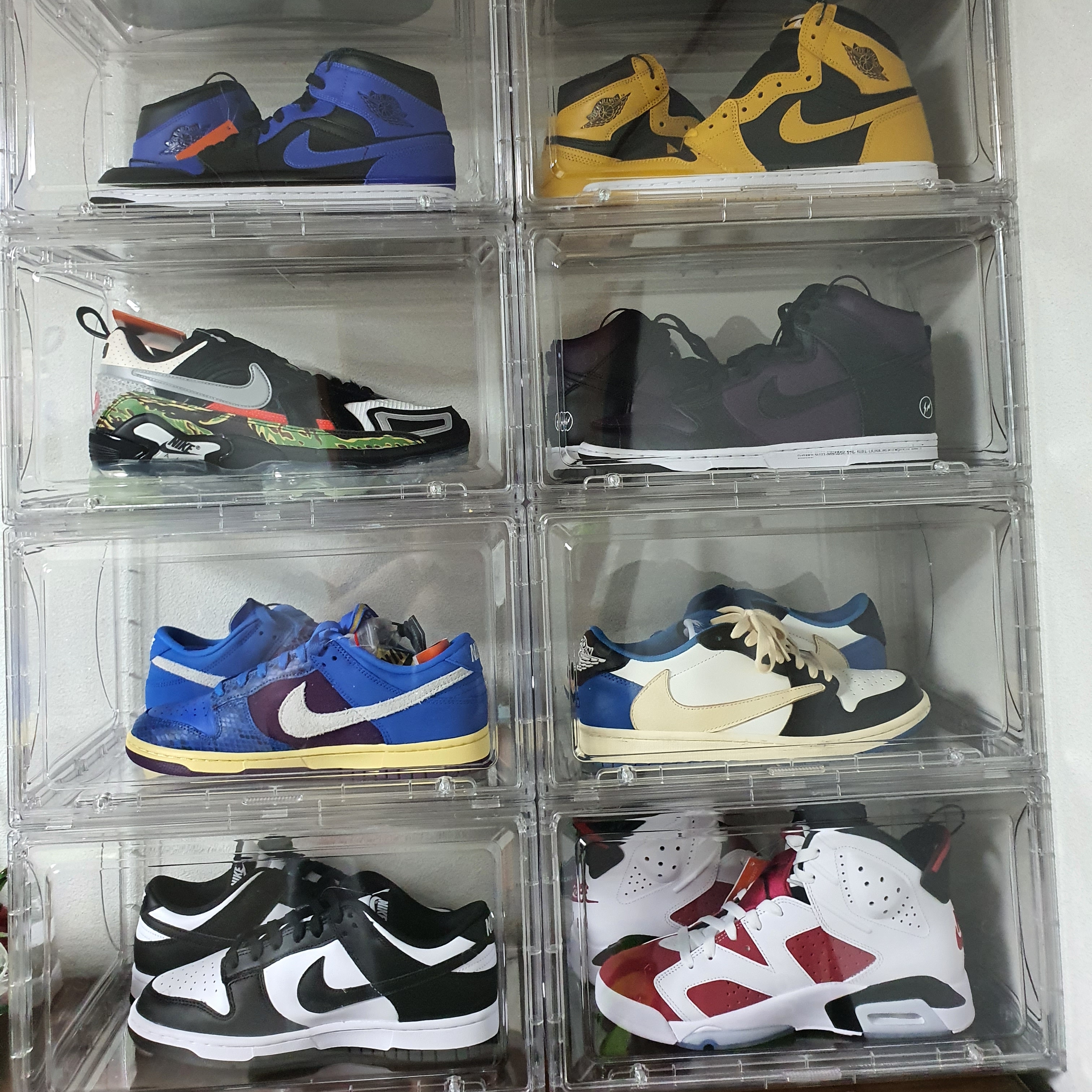 Jordan 6 Retro Carmine 2021, Jordan 1 x Travis Scott x Fragment Retro Low OG SP Military Blue 착용 스타일
