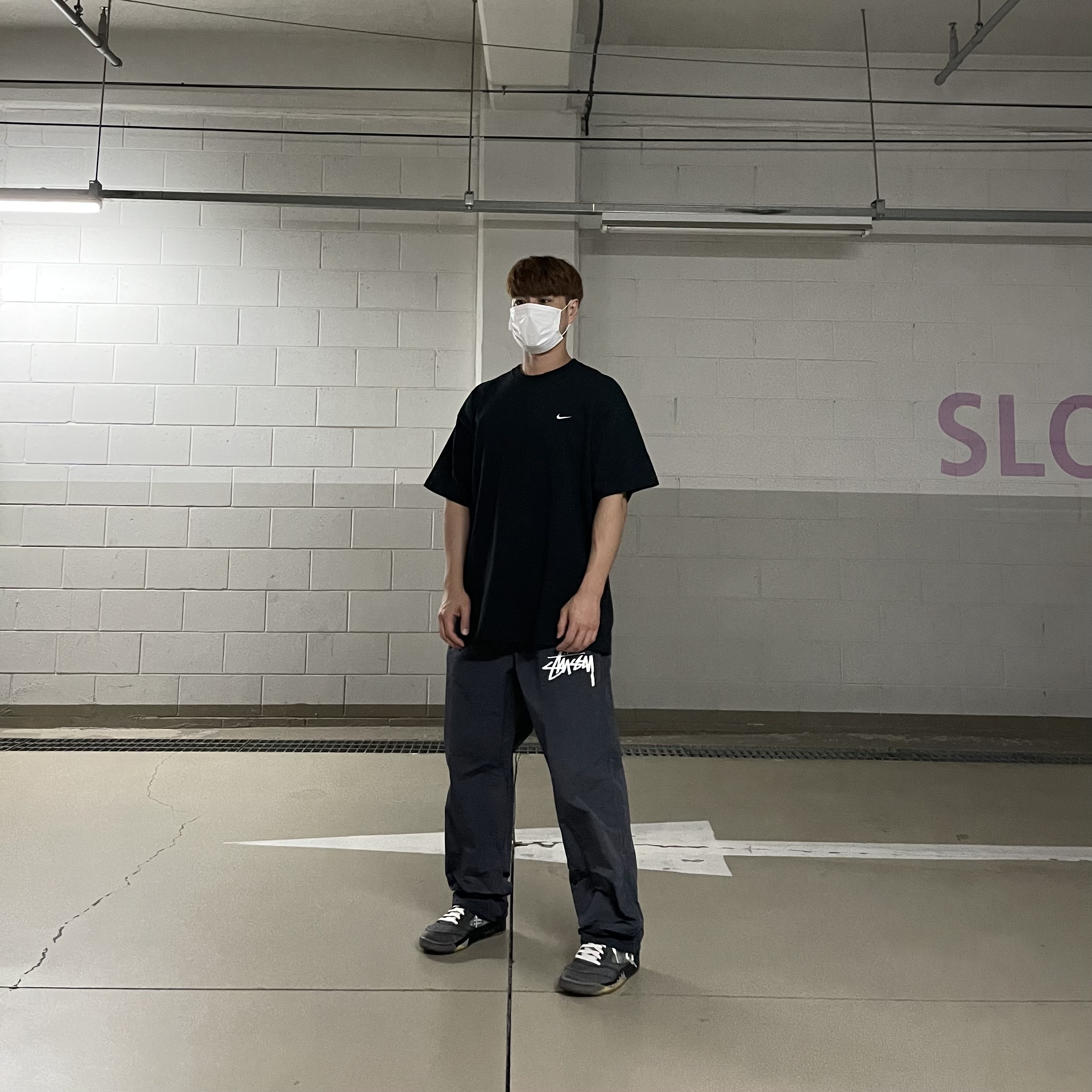 Jordan 5 x Off-White Retro SP Black Muslin, Nike NRG Solo Swoosh T-Shirt Black - US/EU 착용 스타일 - 1