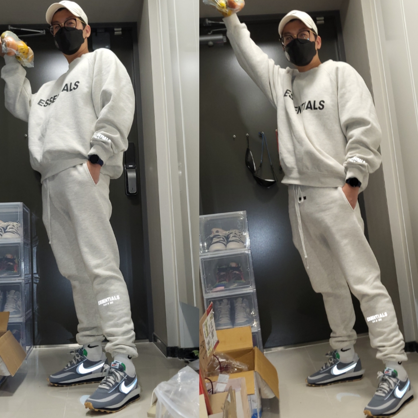 Nike x Sacai x Clot LDWaffle Cool Grey, Nike x Off-White Dunk Low The 50 - Lot 18 착용 스타일