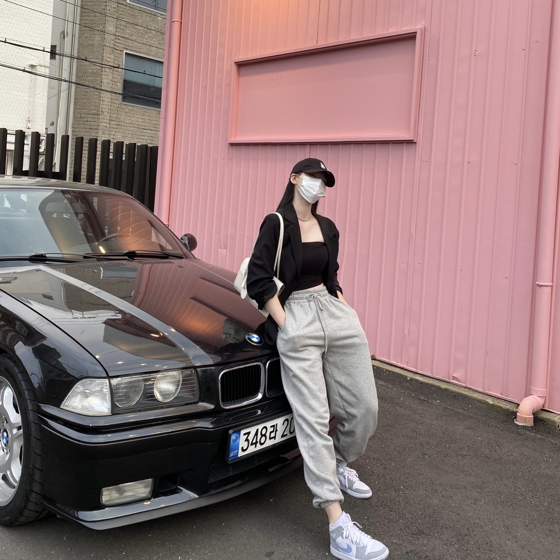 (W) Jordan 1 Mid Wolf Grey 착용 스타일