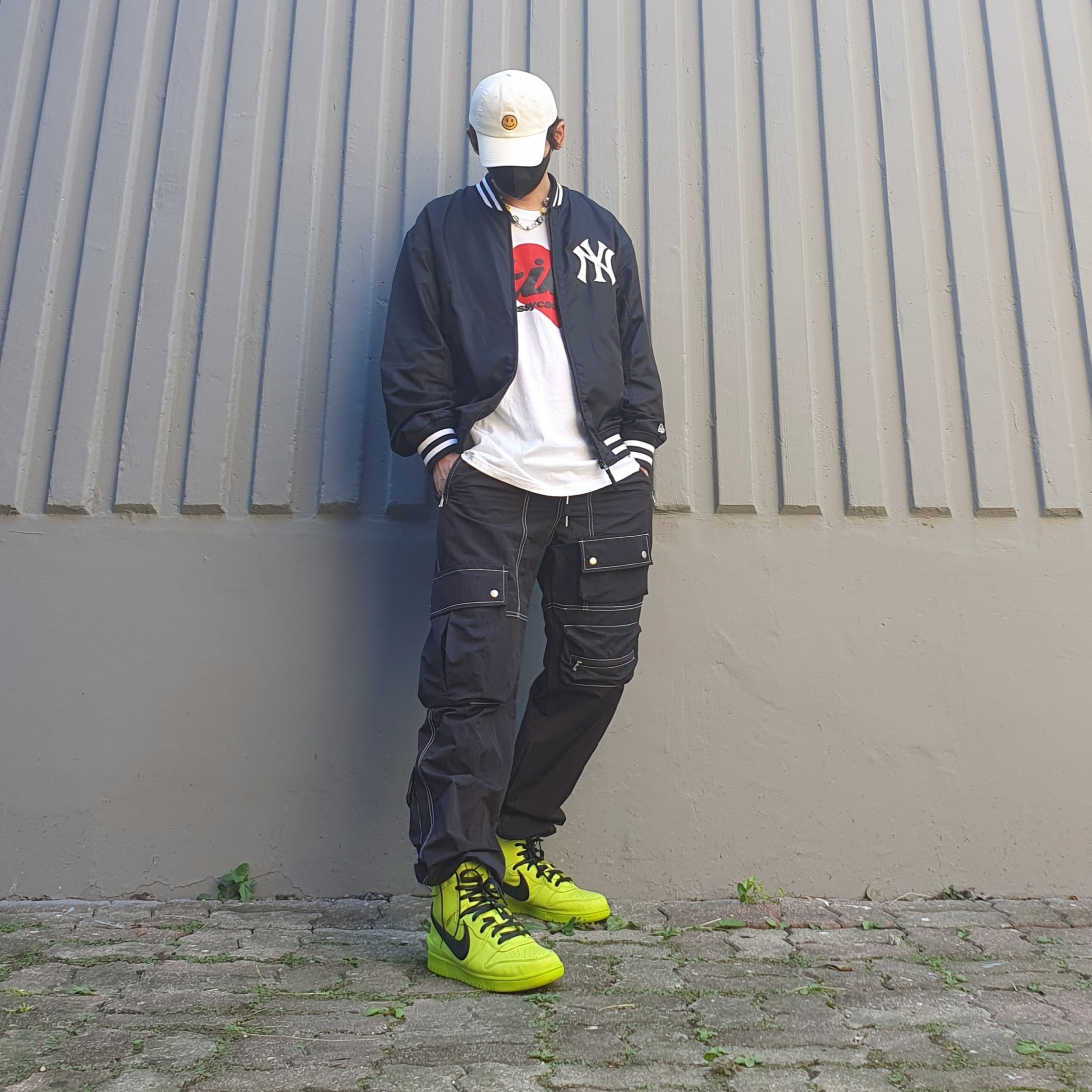 Stussy x Cactus Plant Flea Market Heart T-Shirt, Nike x Ambush Dunk High Flash Lime 착용 스타일