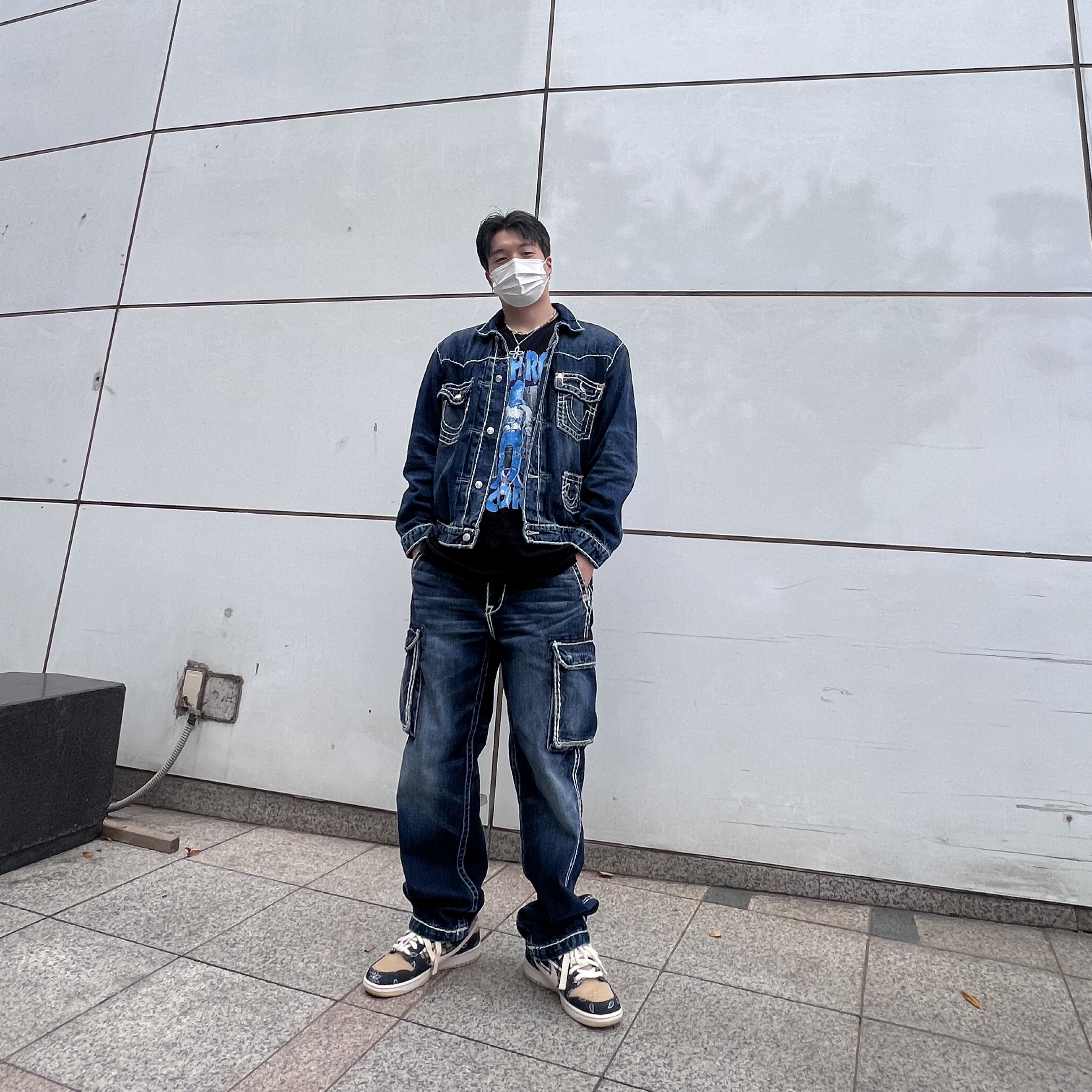 Supreme x True Religion Denim Trucker Jacket Washed Blue - 21FW, Supreme x True Religion Denim Cargo Pants Washed Blue - 21FW 착용 스타일 - 2