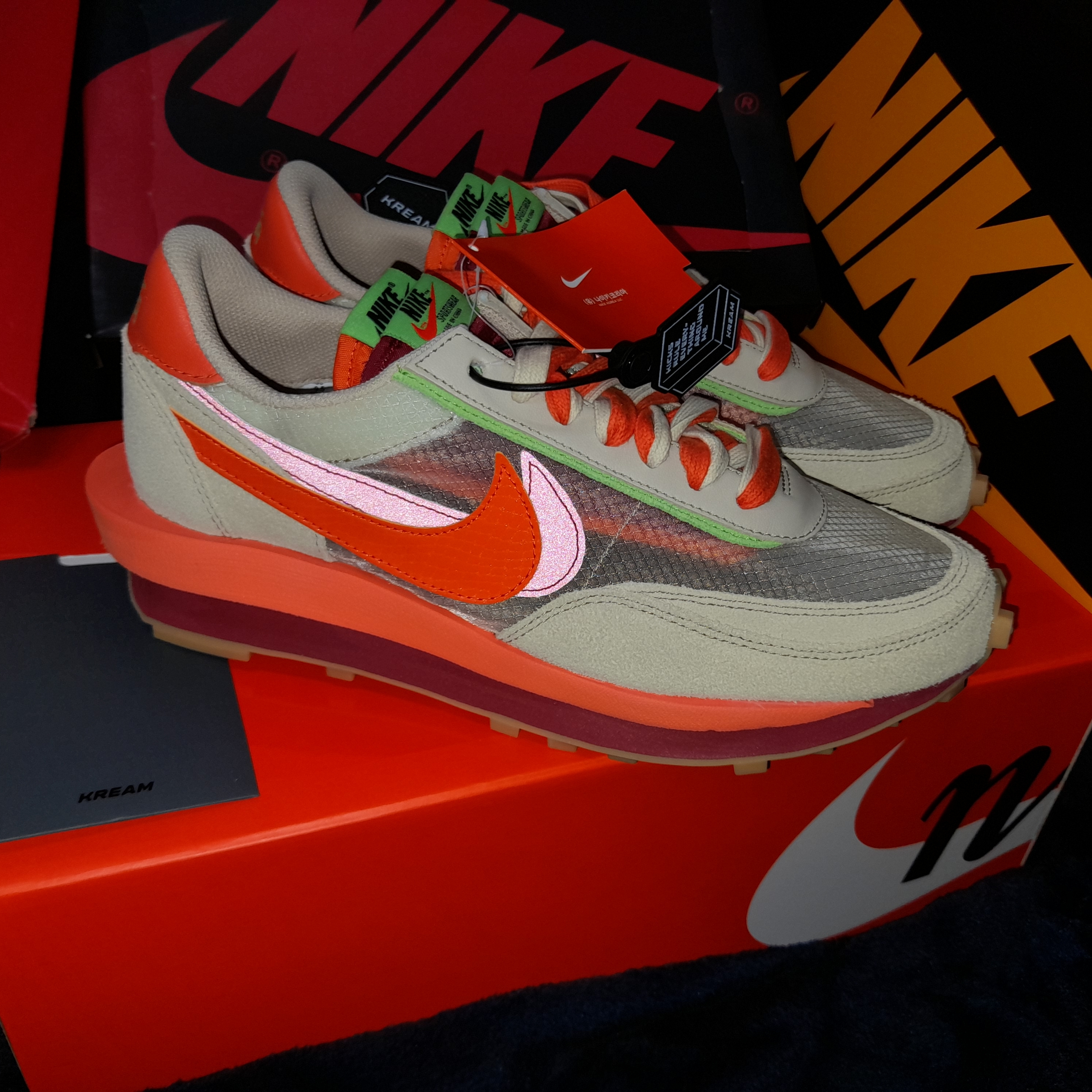 Nike x Sacai x Clot LDWaffle Orange Blaze 착용 스타일 - 5