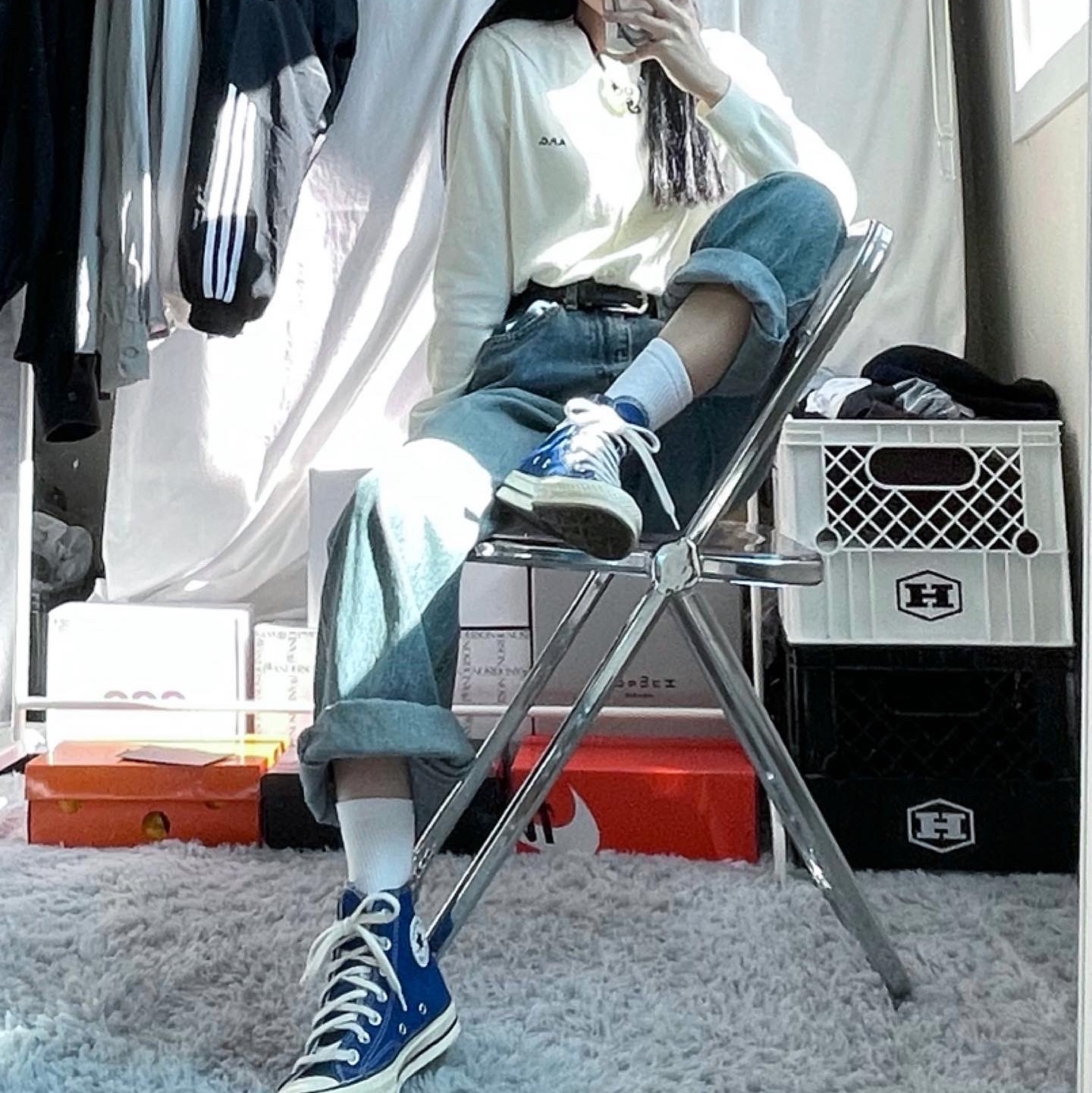 Converse Chuck 70 High Rush Blue 착용 스타일 - 1