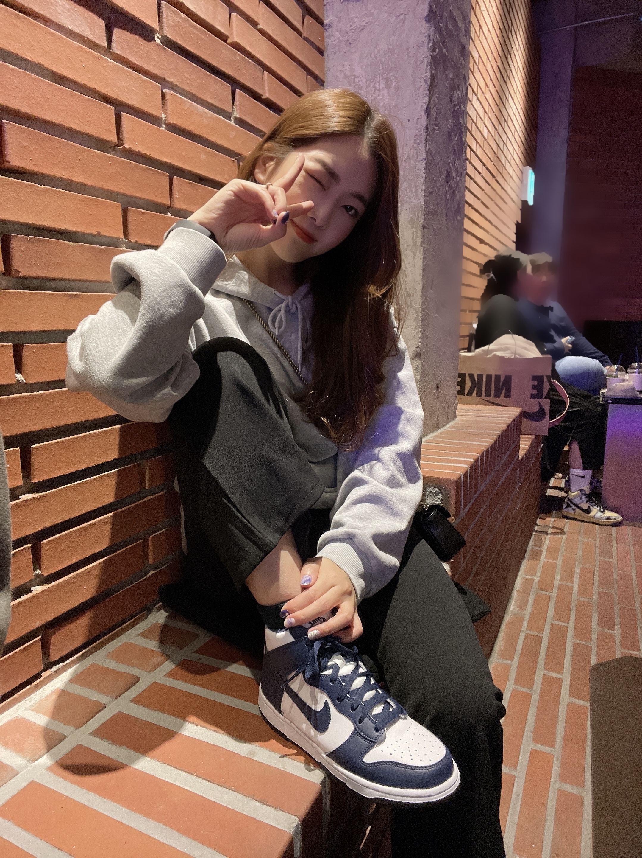 (GS) Nike Dunk High Championship Navy 착용 스타일 - 2