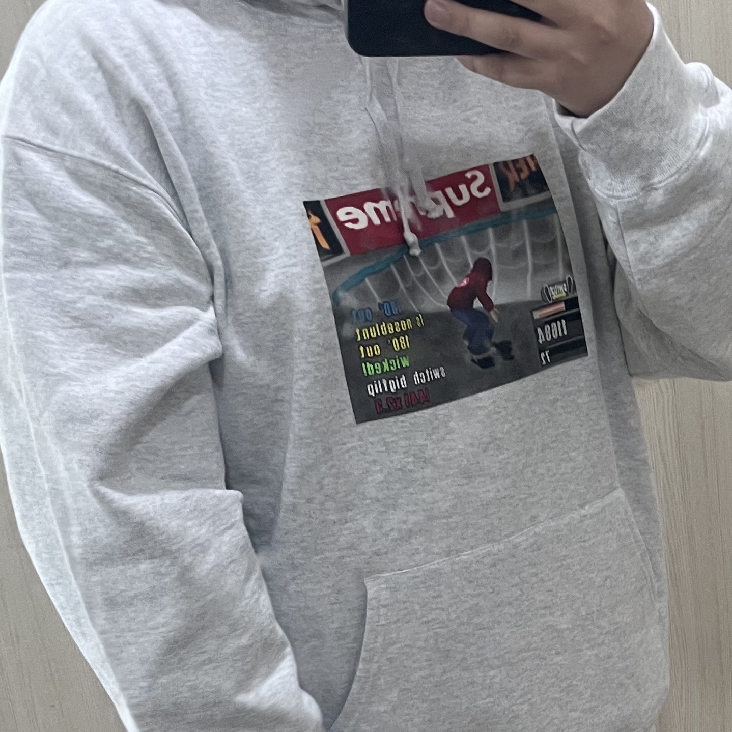 Supreme x Thrasher Hooded Sweatshirt Ash Grey - 21FW 착용 스타일 - 2