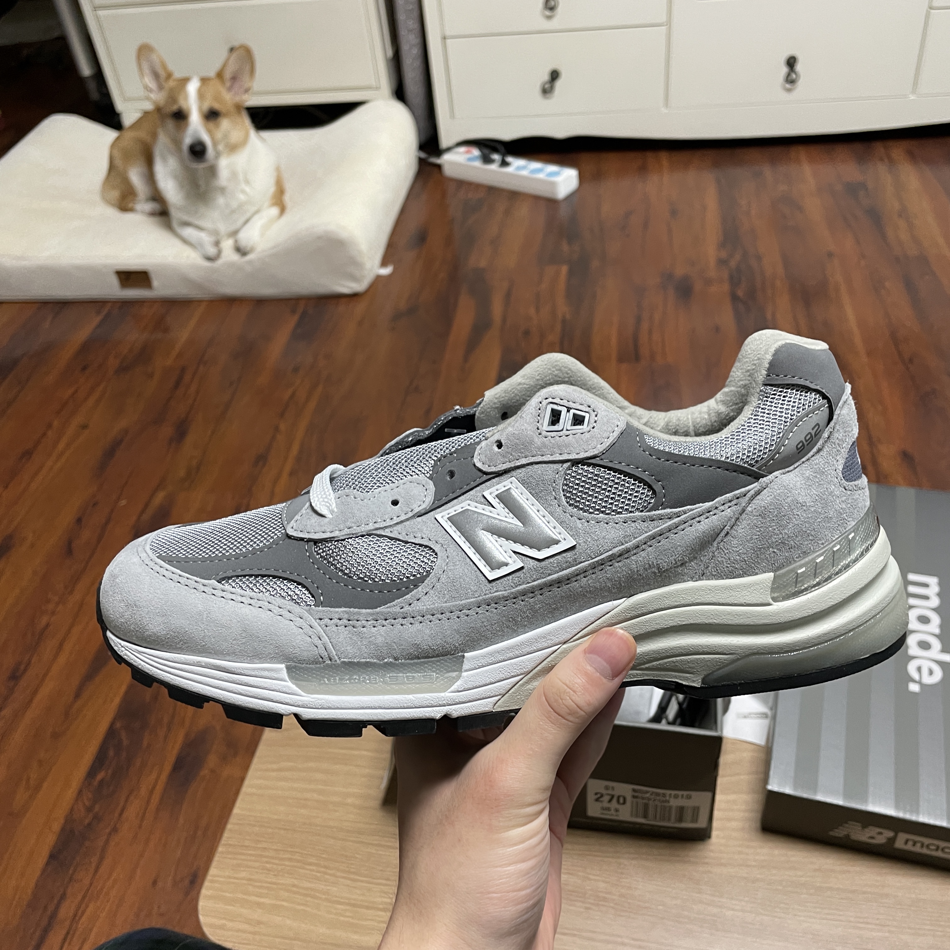 New Balance 992 Made in USA Grey - D Standard 착용 스타일 - 1