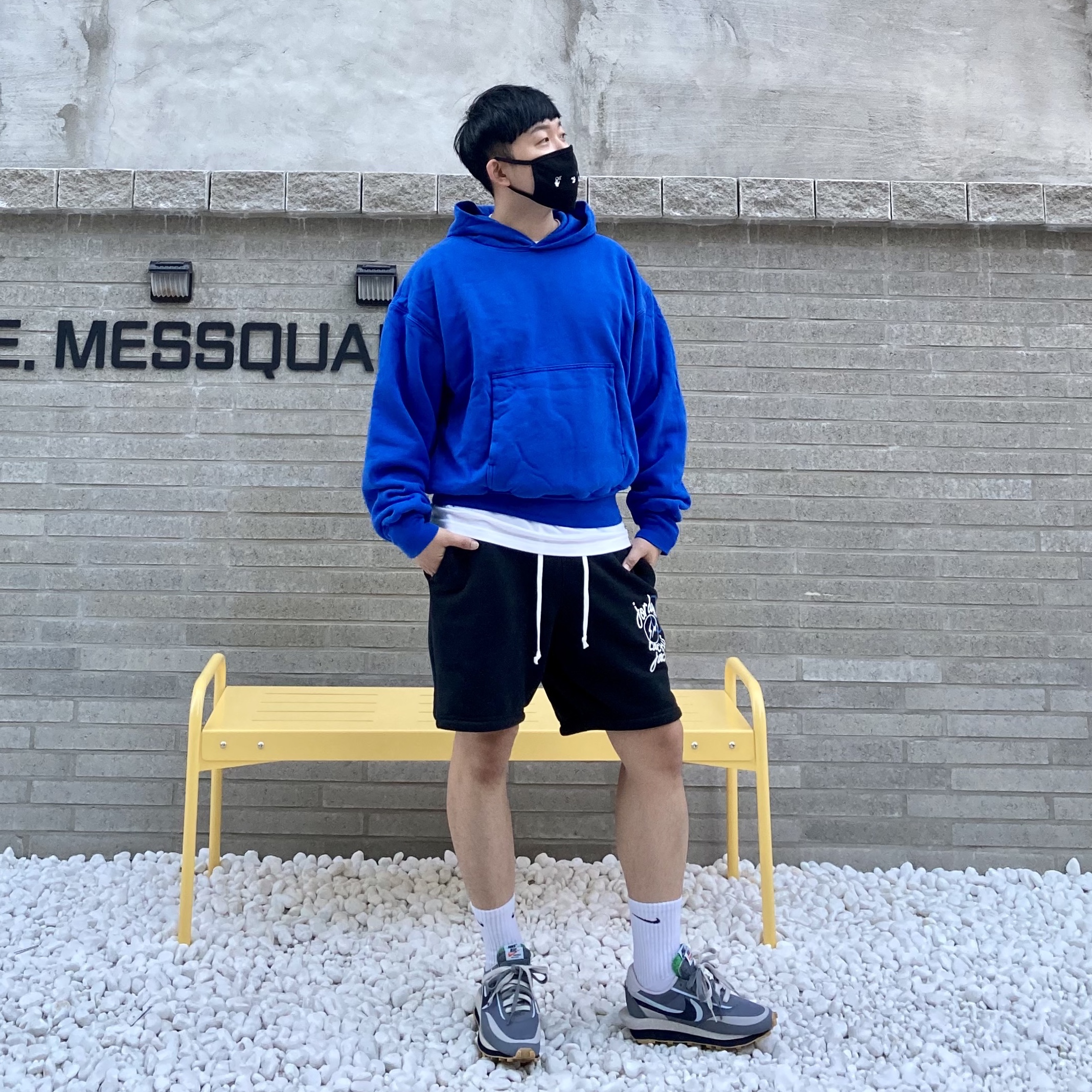 Nike x Sacai x Clot LDWaffle Cool Grey, Jordan x Travis Scott x Fragment Shorts Black (DJ0168-010) 착용 스타일
