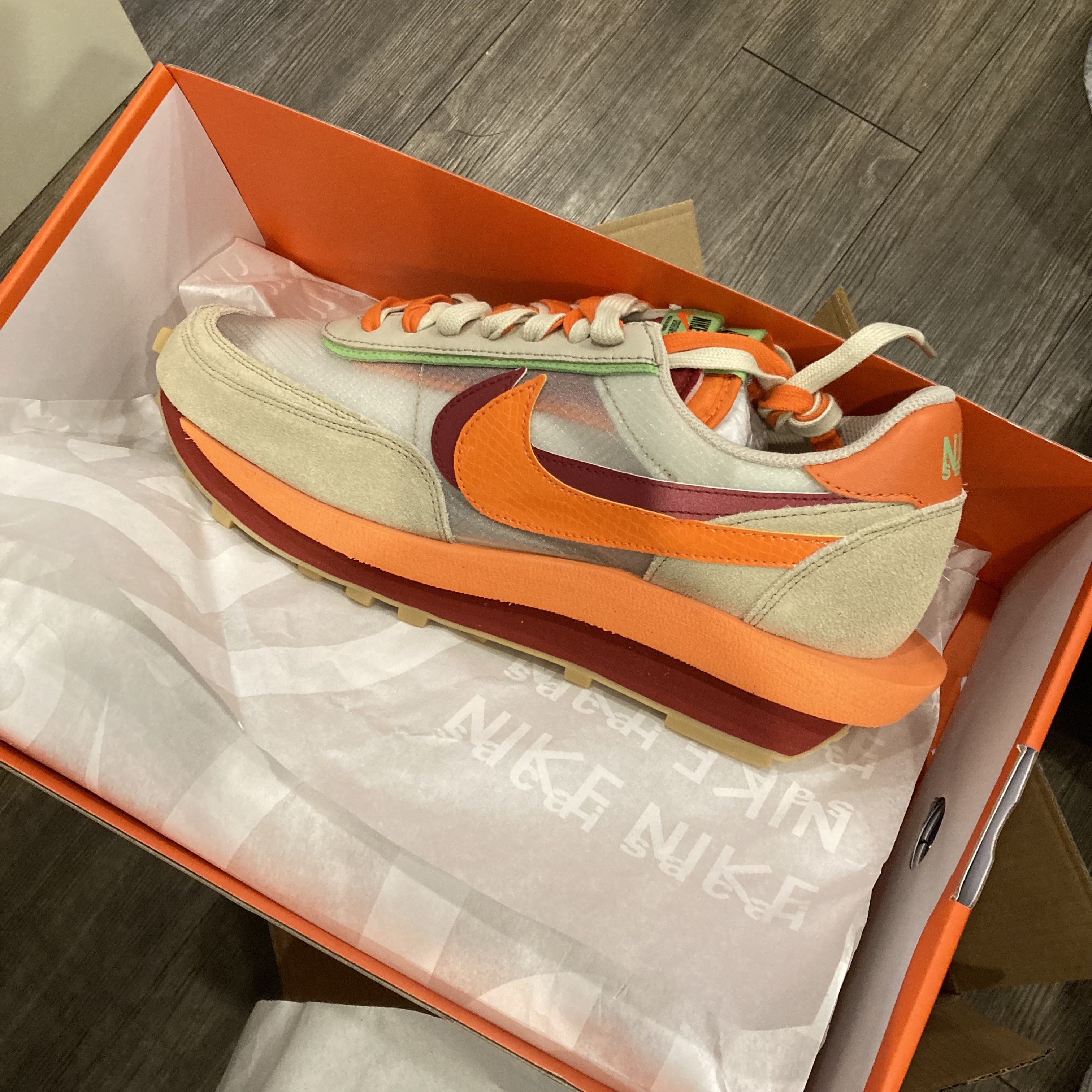 Nike x Sacai x Clot LDWaffle Orange Blaze 착용 스타일