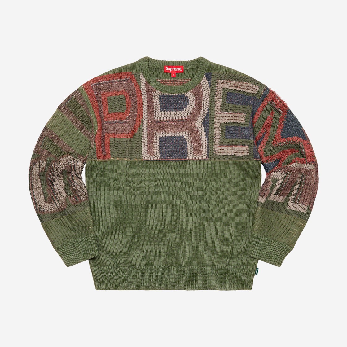 Supreme Chenille Logo Sweater Olive - 21FW 상세 이미지 1