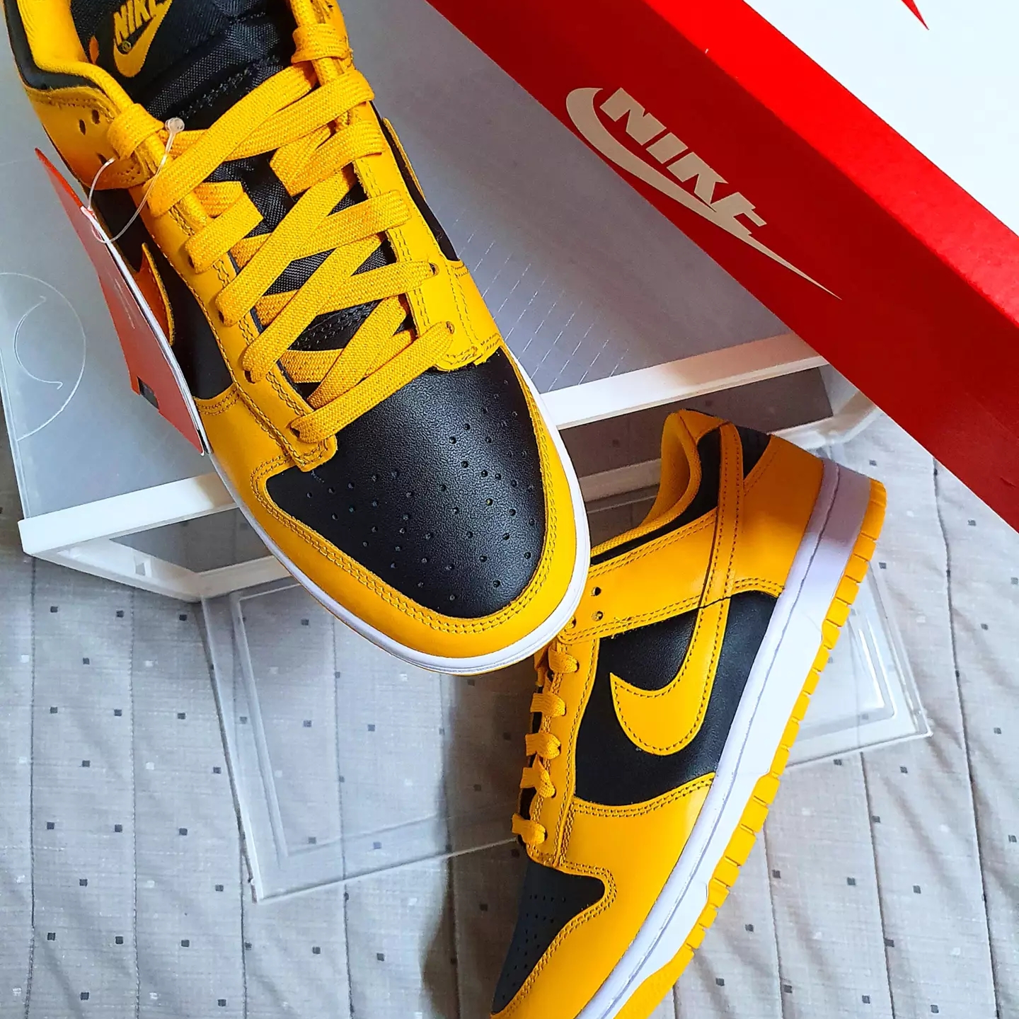 Nike Dunk Low Retro Championship Goldenrod 착용 스타일 - 1