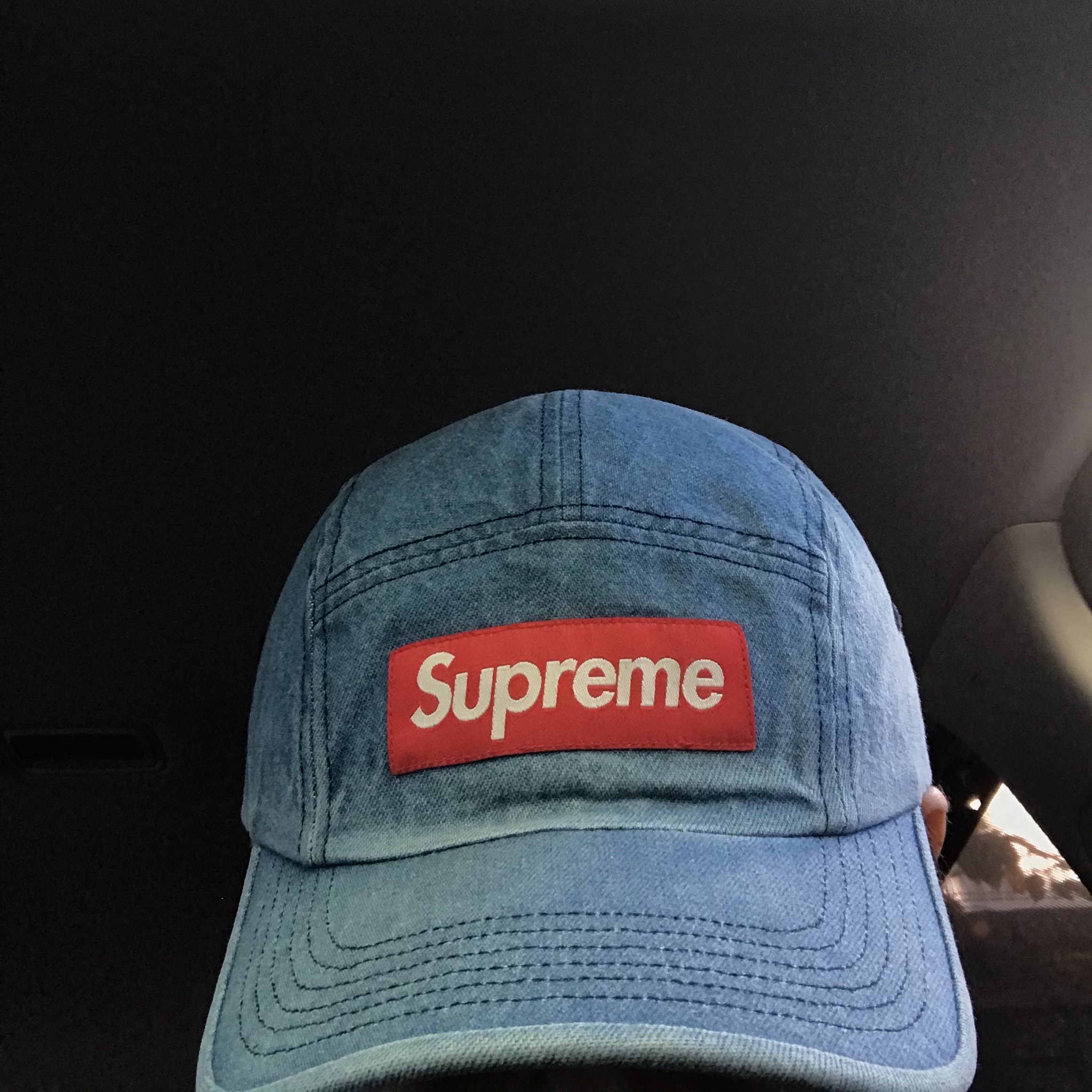 Supreme Washed Chino Twill Camp Cap Denim - 21FW 착용 스타일