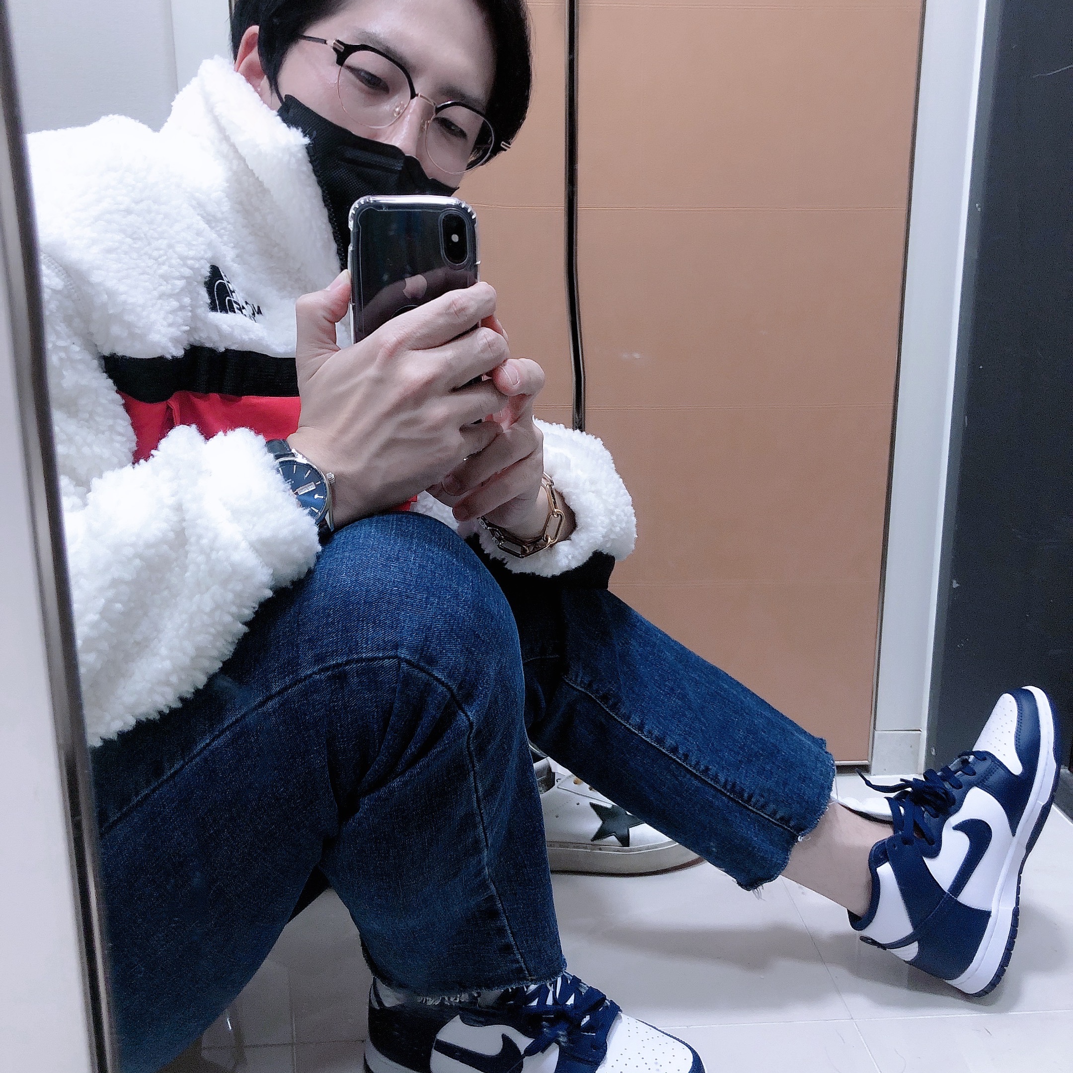 Nike Dunk High Retro Championship Navy 착용 스타일