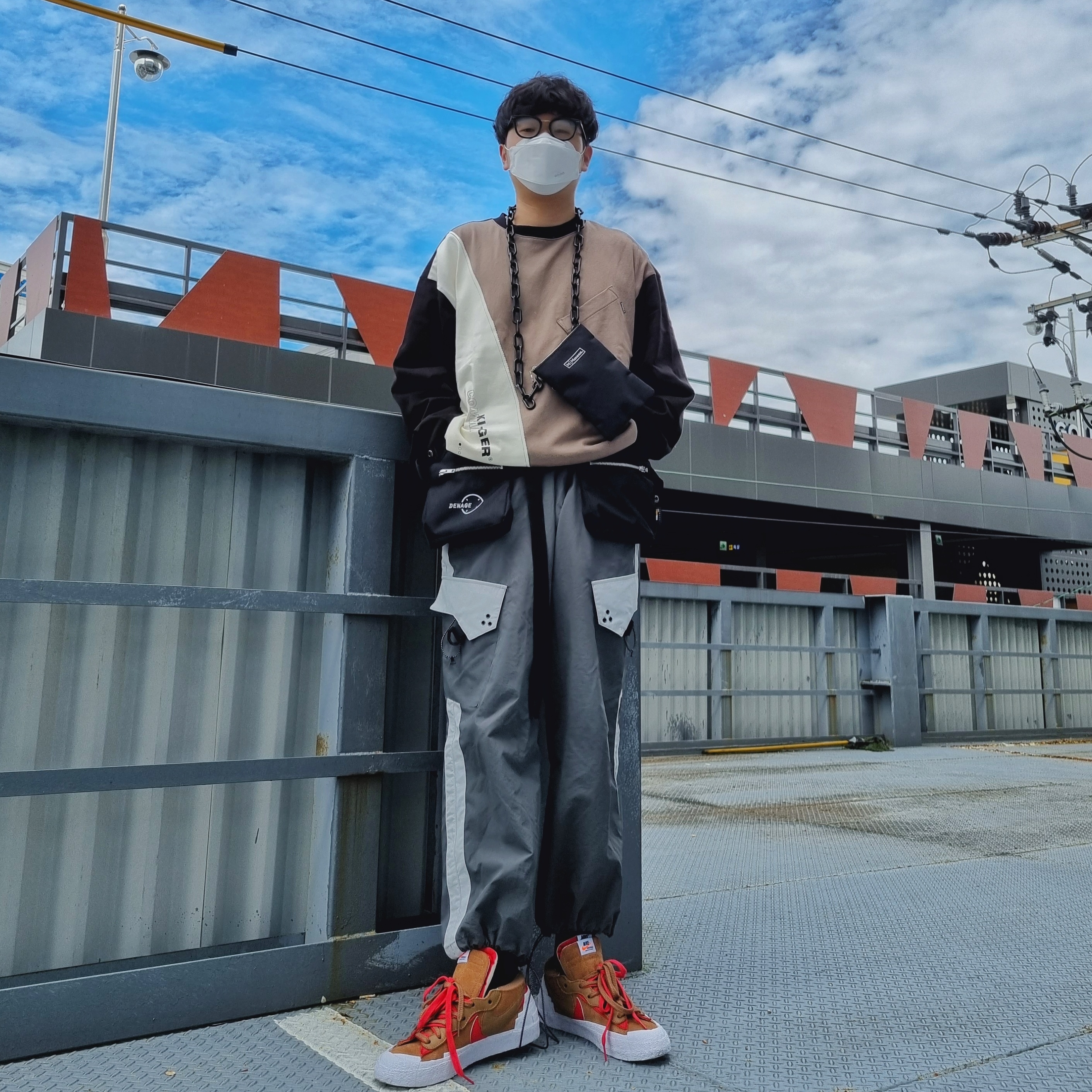 Nike x Sacai Blazer Low British Tan 착용 스타일
