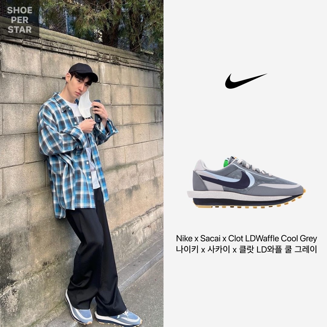 Nike x Sacai x Clot LDWaffle Cool Grey 착용 스타일 - 1