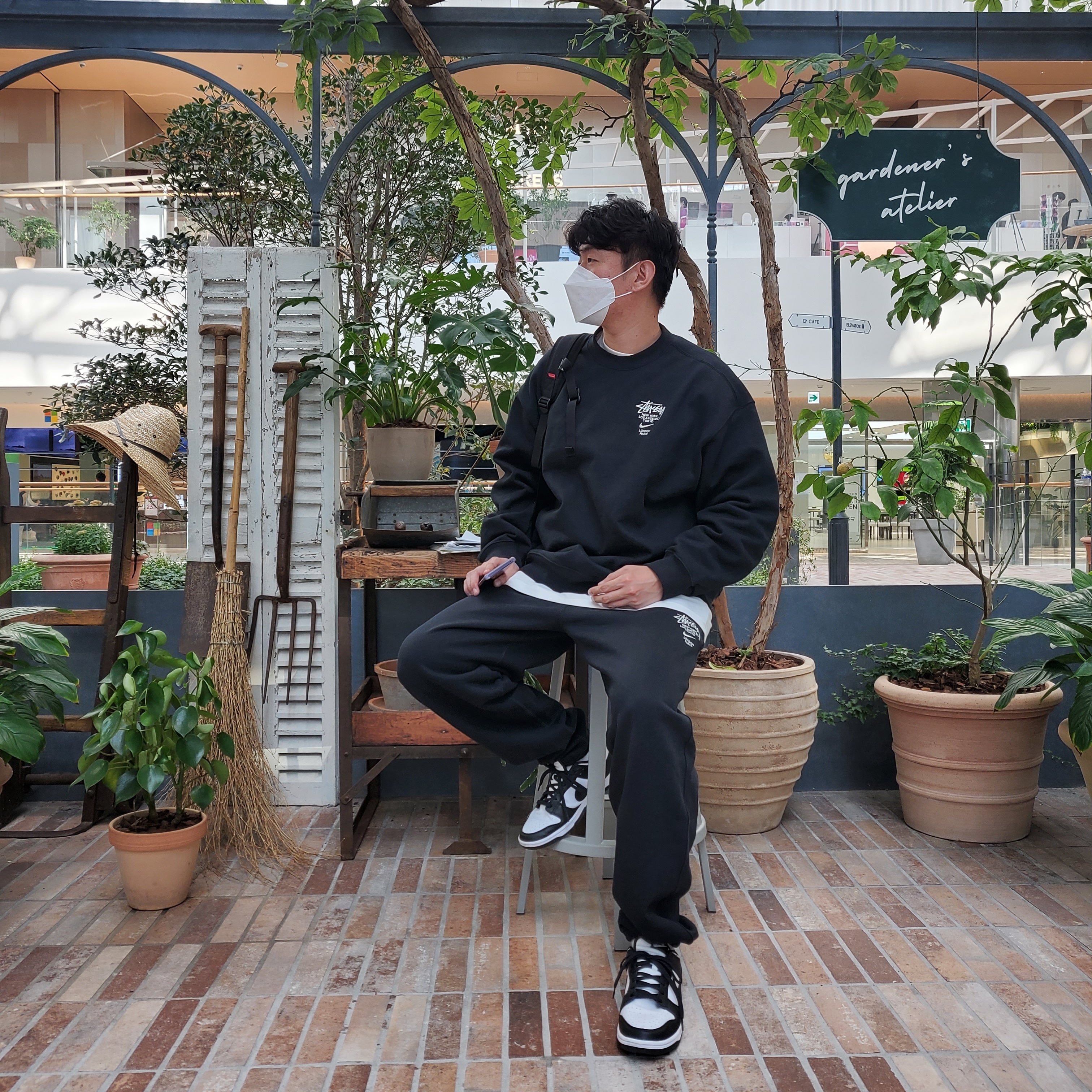Nike x Stussy NRG ZR Fleece Pants Black - US/EU, Nike x Stussy NRG ZR Fleece Crewneck Black - US/EU 착용 스타일