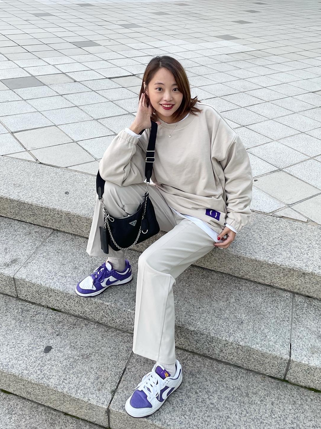 (W) Nike Dunk Low SE Flip 착용 스타일 - 1