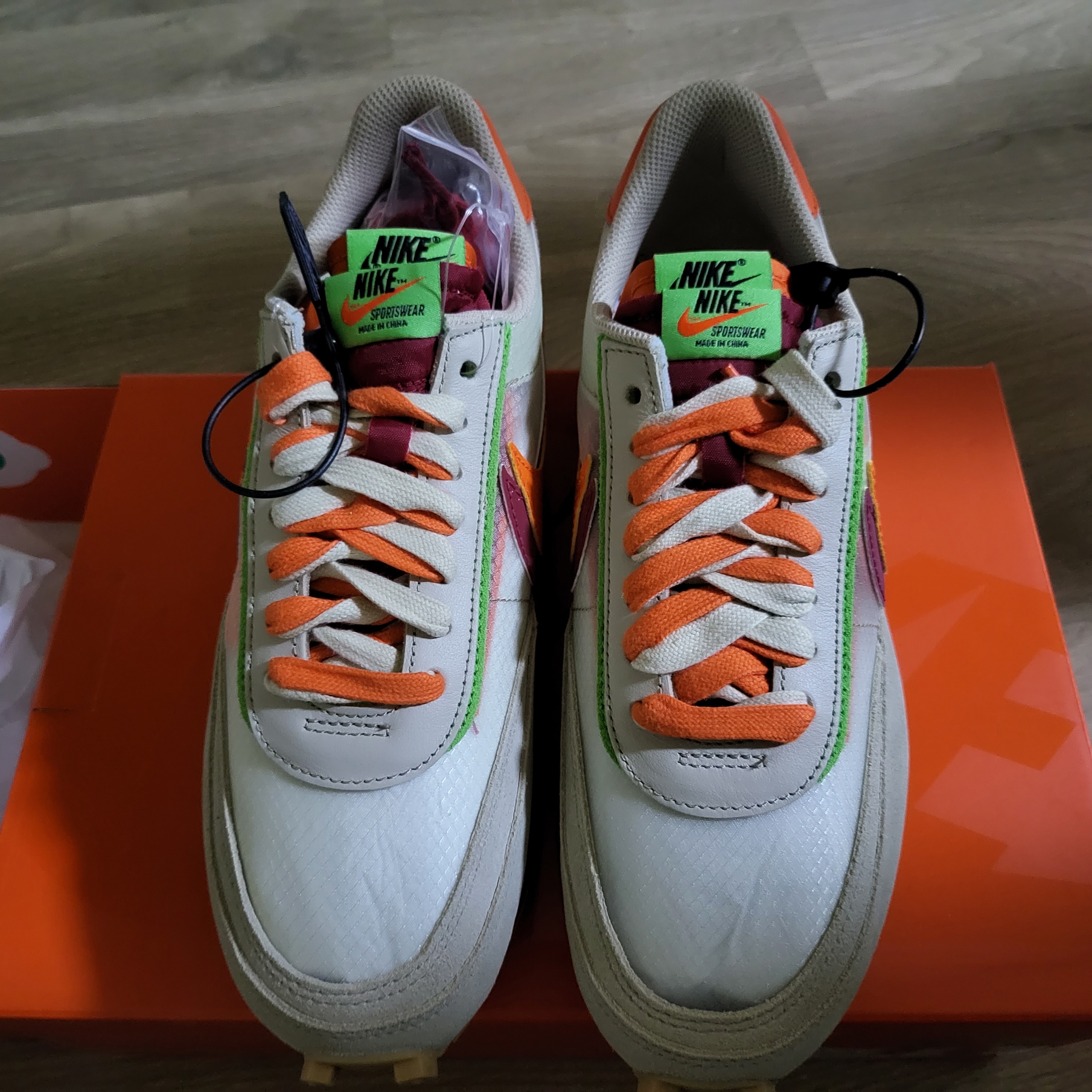 Nike x Sacai x Clot LDWaffle Orange Blaze 착용 스타일 - 3