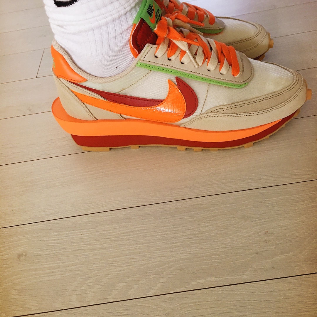 Nike x Sacai x Clot LDWaffle Orange Blaze 착용 스타일 - 2