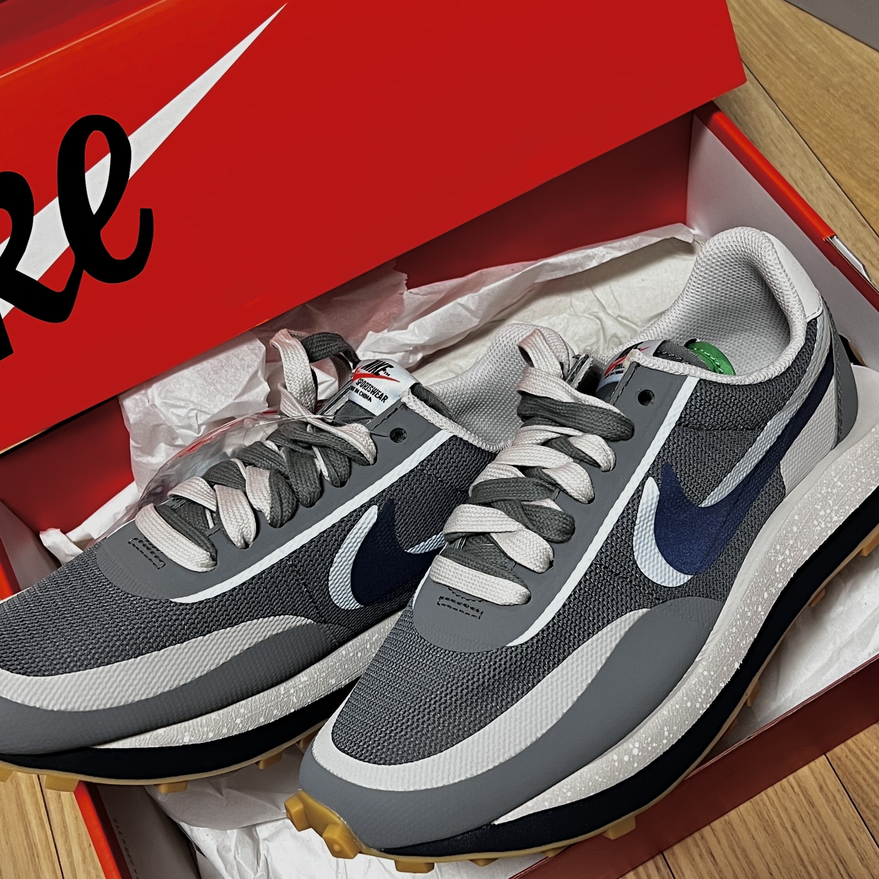Nike x Sacai x Clot LDWaffle Cool Grey 착용 스타일 - 1
