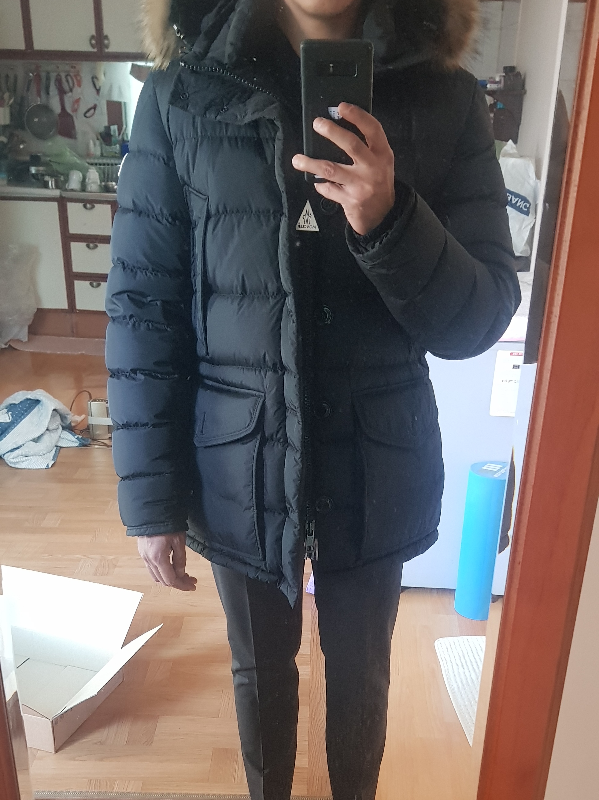 Moncler Cluny Long Down Jacket Black - 21FW 착용 스타일 - 2