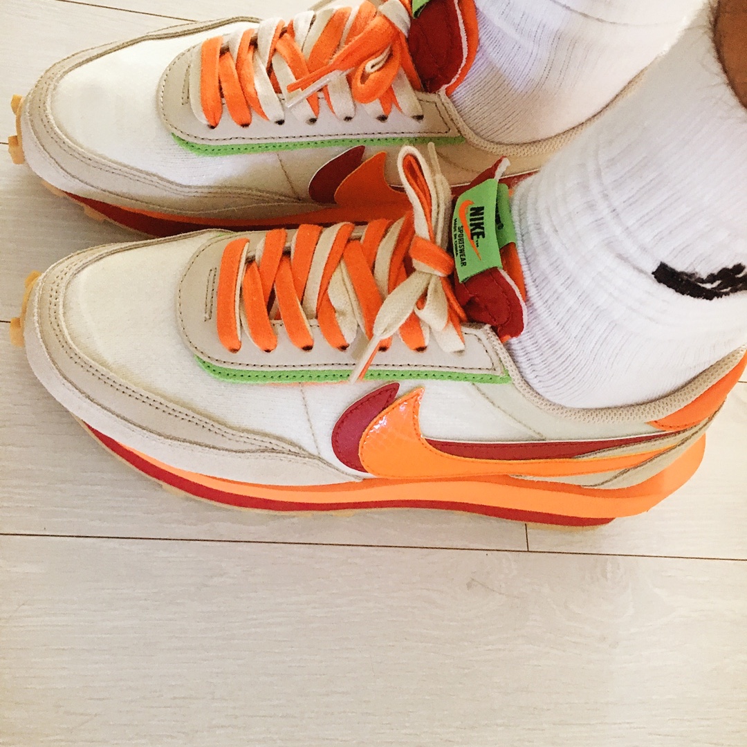 Nike x Sacai x Clot LDWaffle Orange Blaze 착용 스타일 - 3