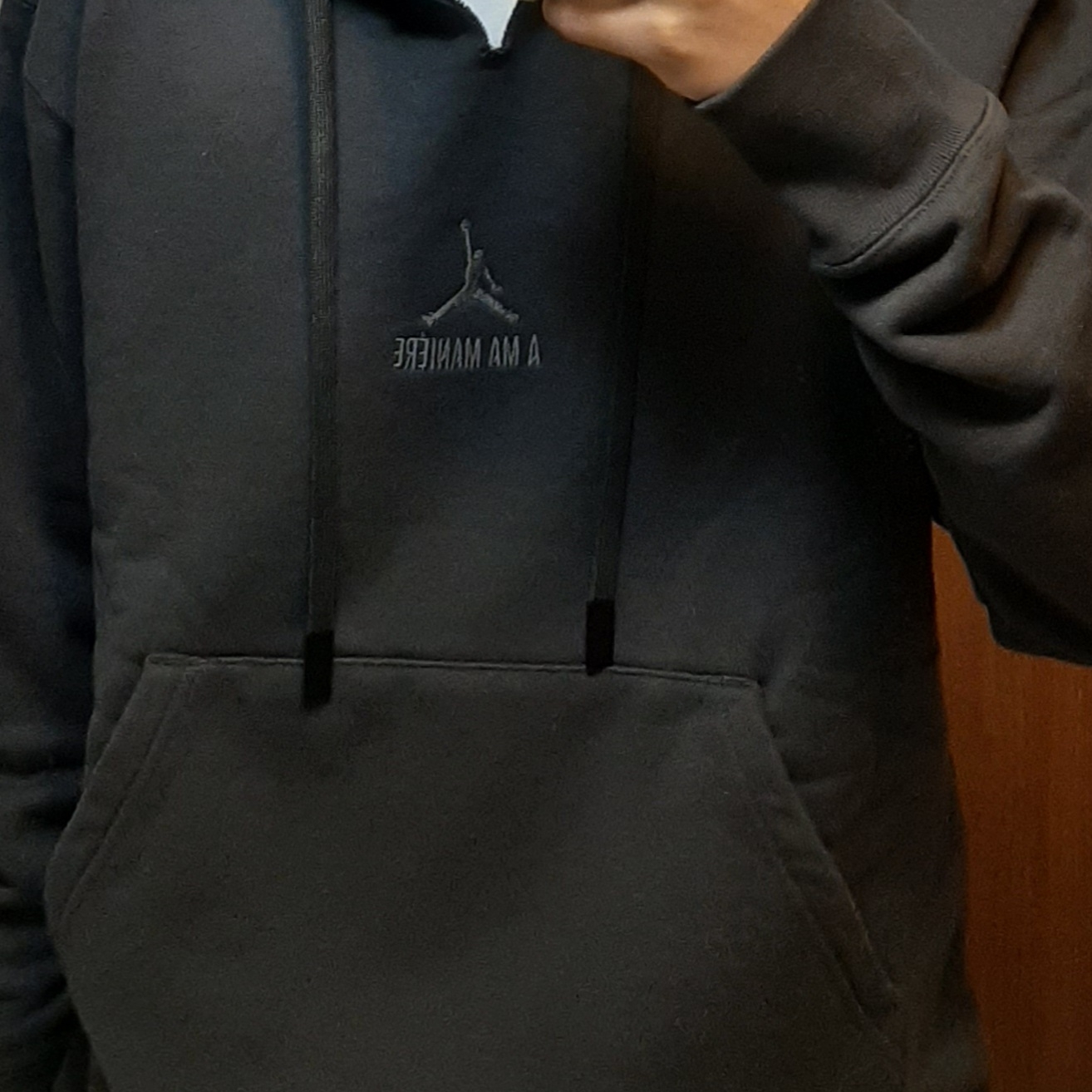 Jordan x A Ma Maniere Fleece Pullover Hoodie Midnight Fog - Asia 착용 스타일 - 1