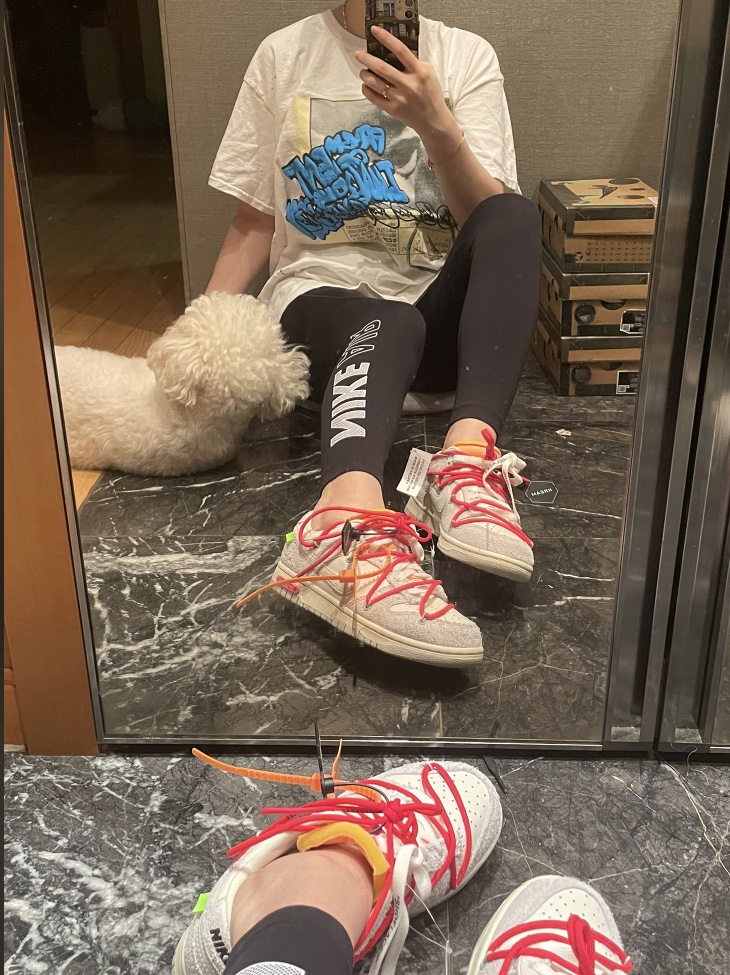 Nike x Off-White Dunk Low The 50 - Lot 40, Nike x Off-White Dunk Low The 50 - Lot 18 착용 스타일 - 2