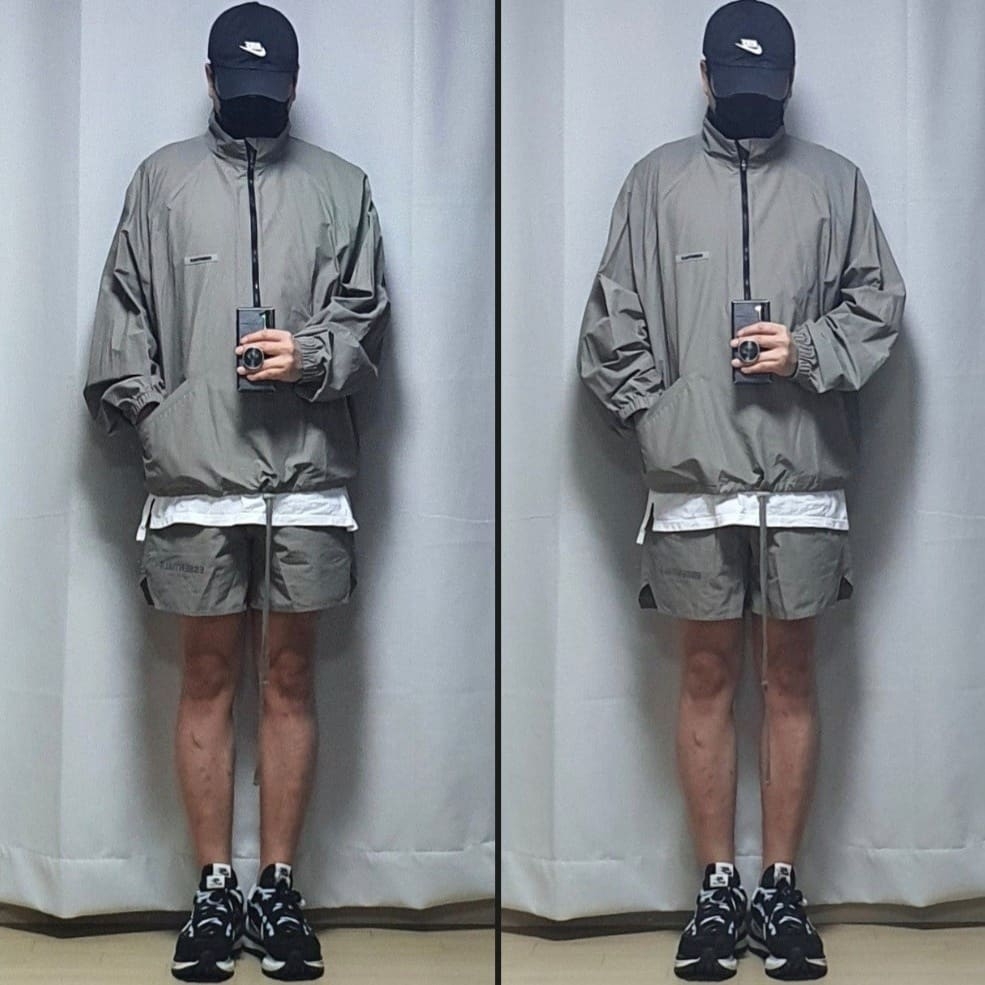 Essentials Track Jacket Cement - 20FW, Essentials Volley Shorts Cement - 20FW 착용 스타일 - 1