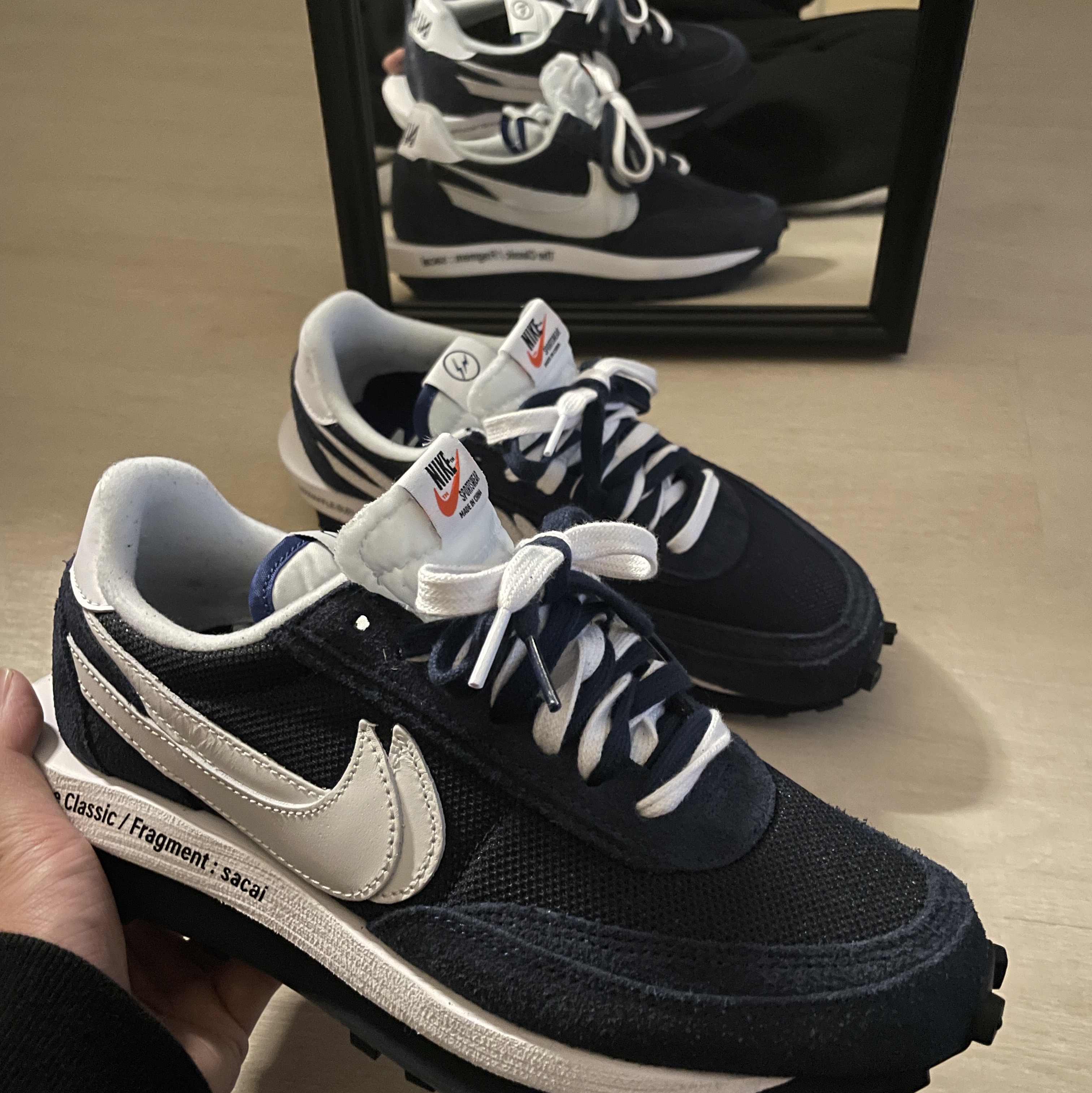 Nike x Sacai x Fragment LDWaffle Blackened Blue 착용 스타일