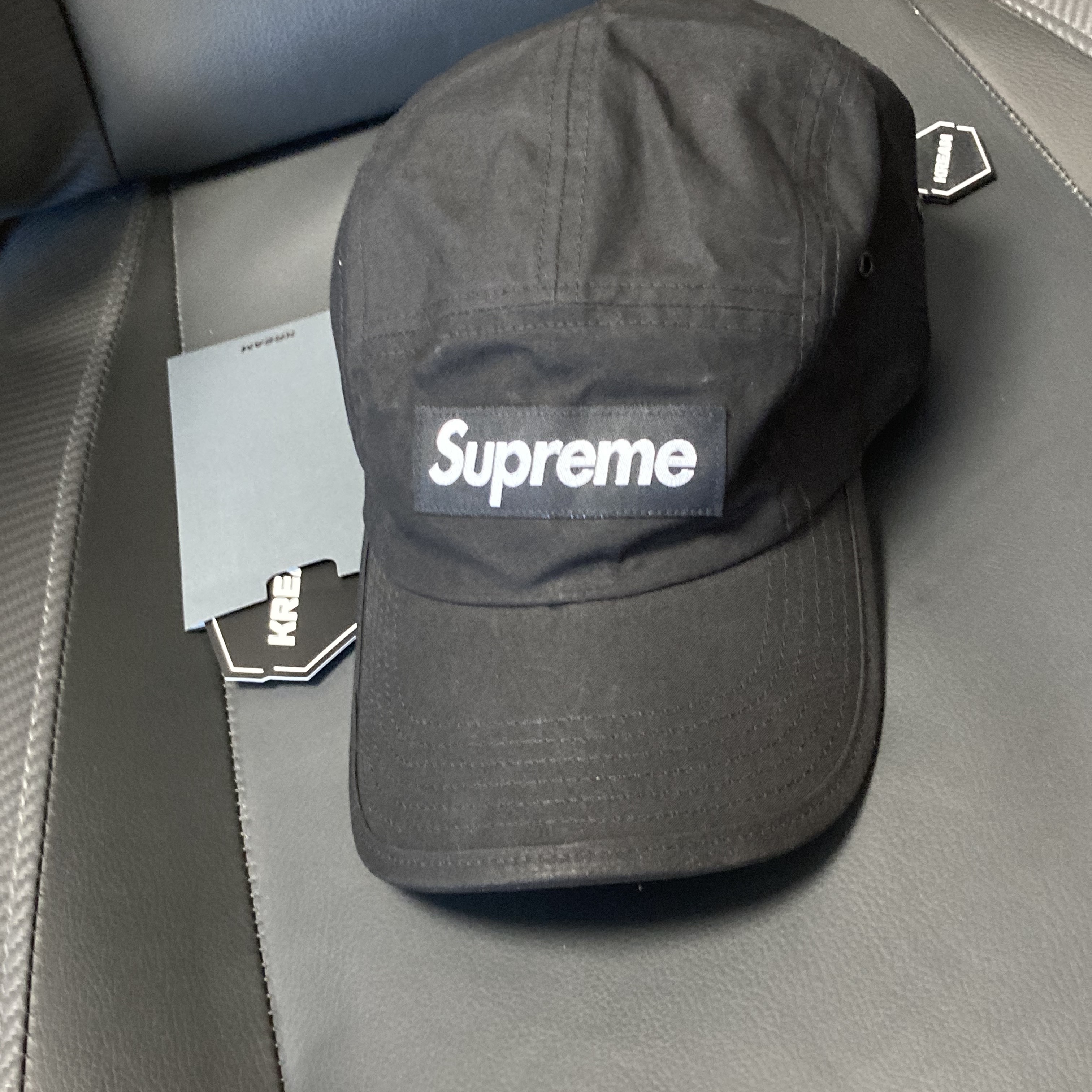 Supreme Waxed Cotton Camp Cap Black - 21FW 착용 스타일 - 2
