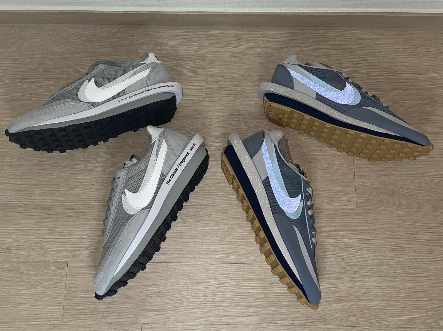 Nike x Sacai x Clot LDWaffle Cool Grey, Nike x Sacai x Fragment LDWaffle Light Smoke Grey 착용 스타일 - 5
