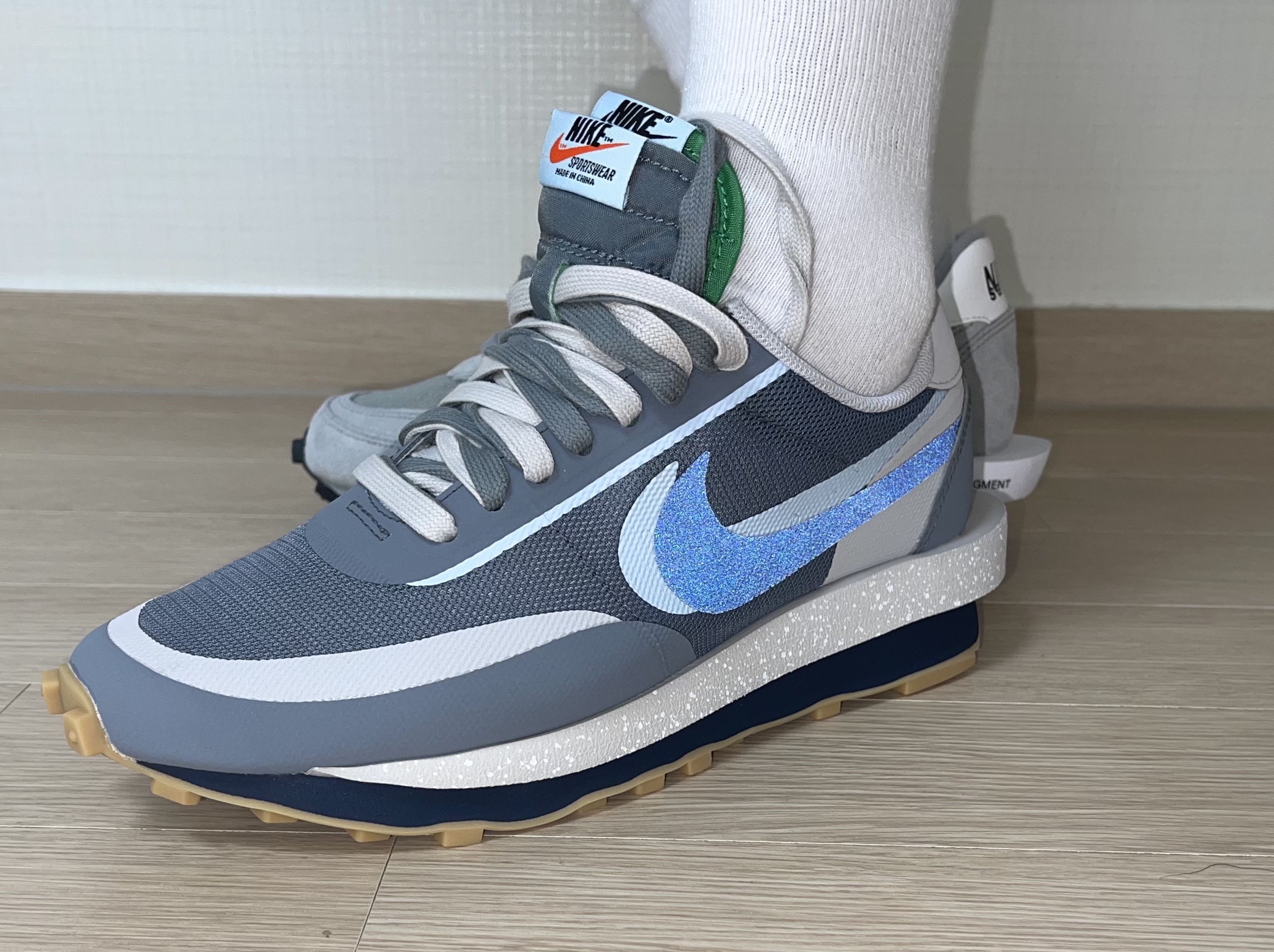 Nike x Sacai x Clot LDWaffle Cool Grey, Nike x Sacai x Fragment LDWaffle Light Smoke Grey 착용 스타일 - 1