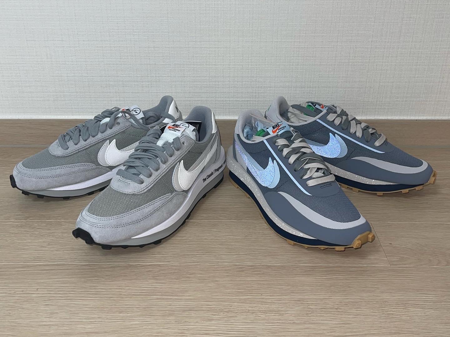 Nike x Sacai x Clot LDWaffle Cool Grey, Nike x Sacai x Fragment LDWaffle Light Smoke Grey 착용 스타일 - 4