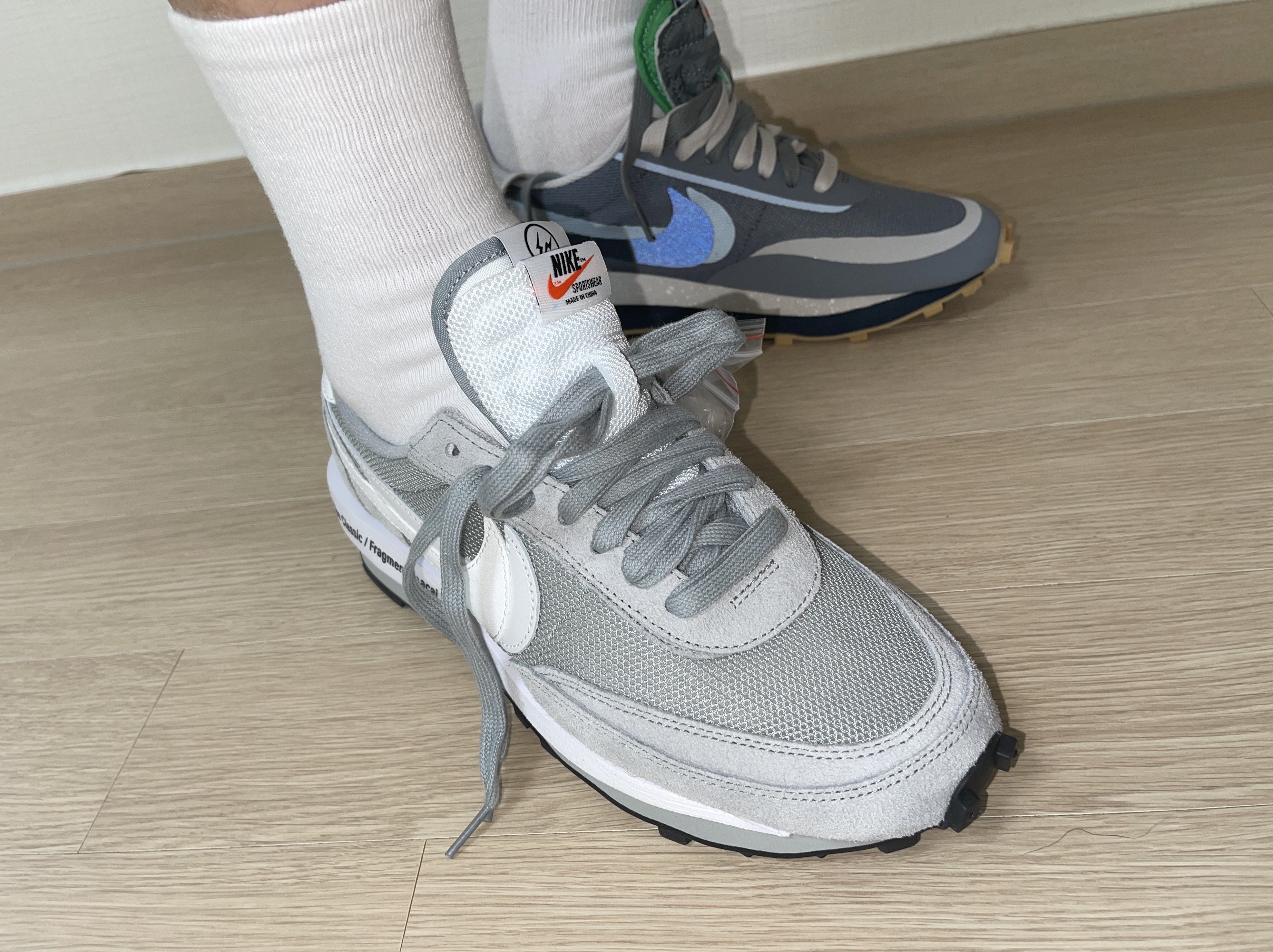 Nike x Sacai x Clot LDWaffle Cool Grey, Nike x Sacai x Fragment LDWaffle Light Smoke Grey 착용 스타일 - 2