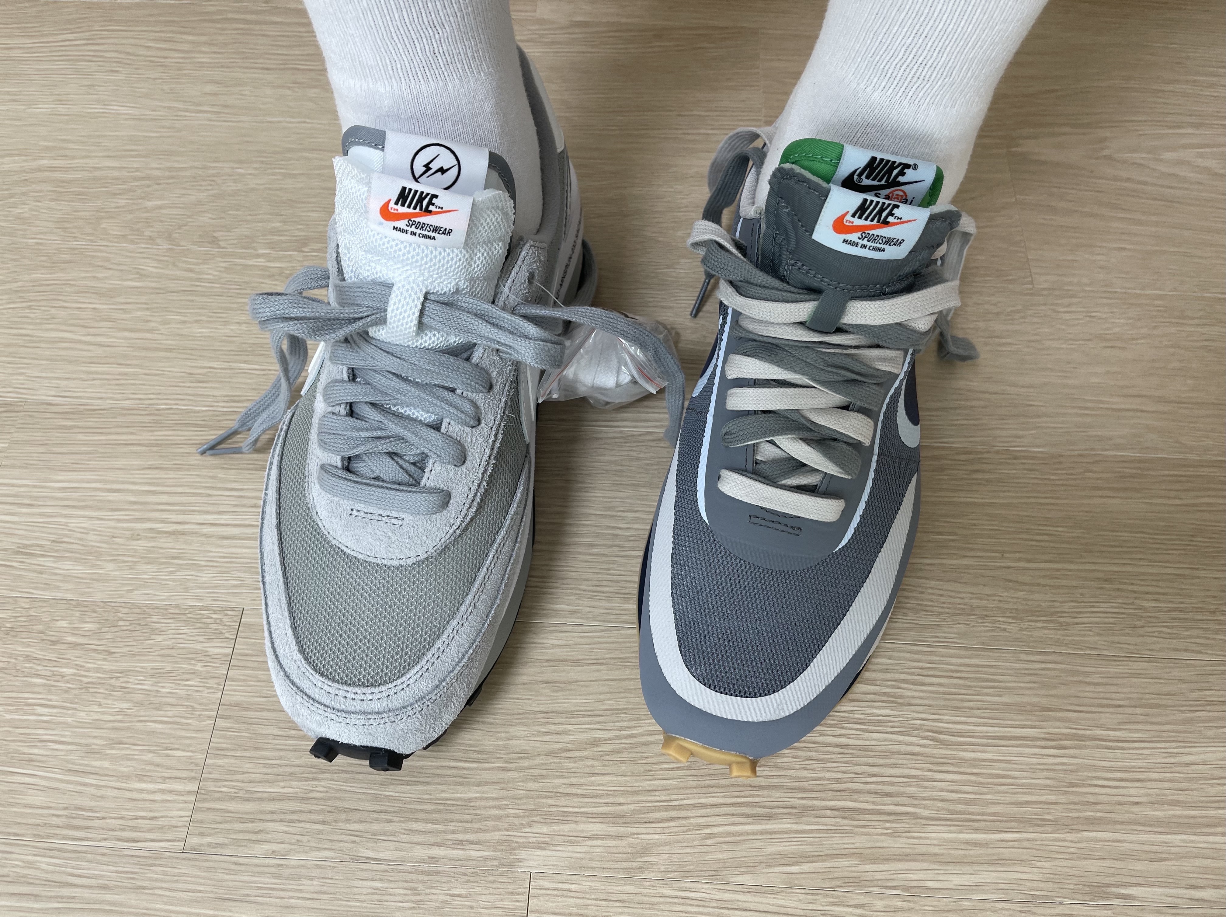 Nike x Sacai x Clot LDWaffle Cool Grey, Nike x Sacai x Fragment LDWaffle Light Smoke Grey 착용 스타일 - 3