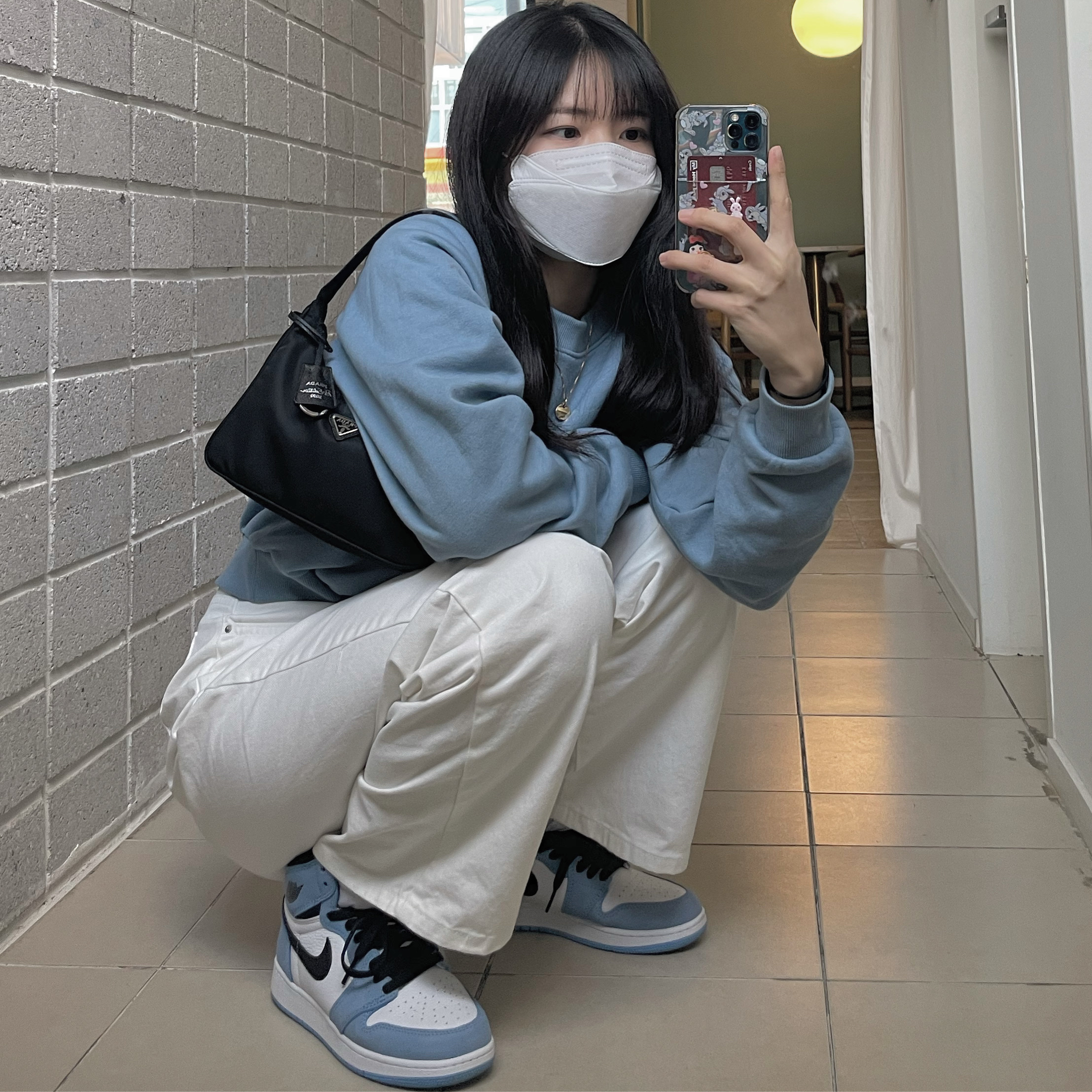 Jordan 1 Retro High OG University Blue, (GS) Jordan 1 Retro High OG University Blue 착용 스타일